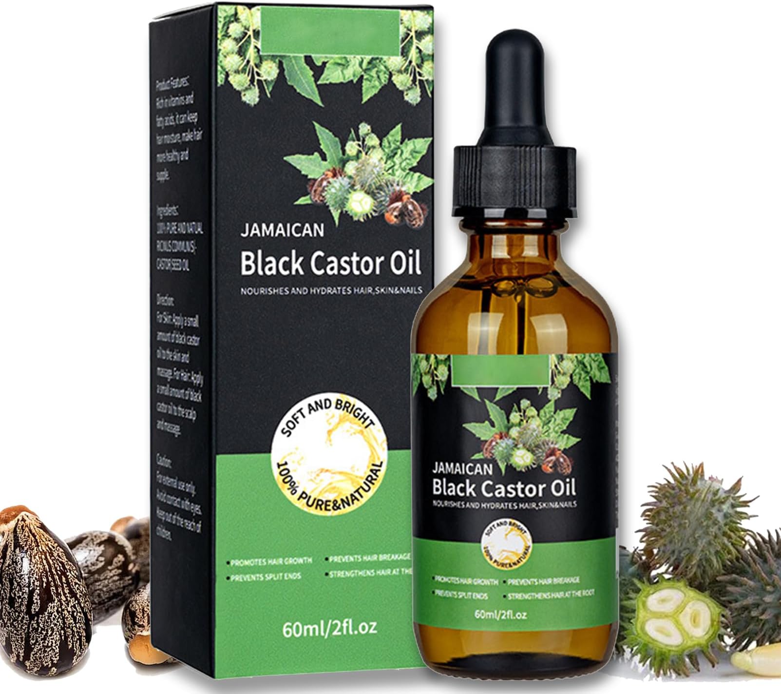 MrCuvaryas Castor Oil Organic, Organic Castor Oil For Hair Growth, Jamaican Black Castor Oil, 100% Natural Caster Oil Organic Cold Pressed, Hair Growth Serum & Eyebrow Eyelash Growth Serum(60ml)