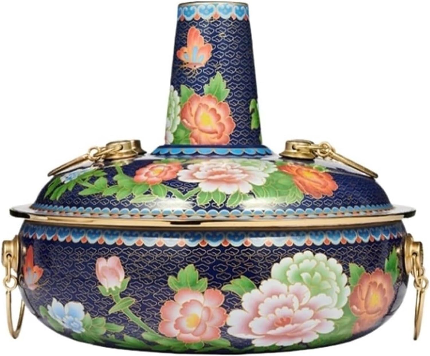 鴛鴦鍋 火鍋、伝統的な炭銅鍋、 中国炭火鍋 中国火鍋 キッチン調理器具 銅鍋 銅火鍋(34cm)