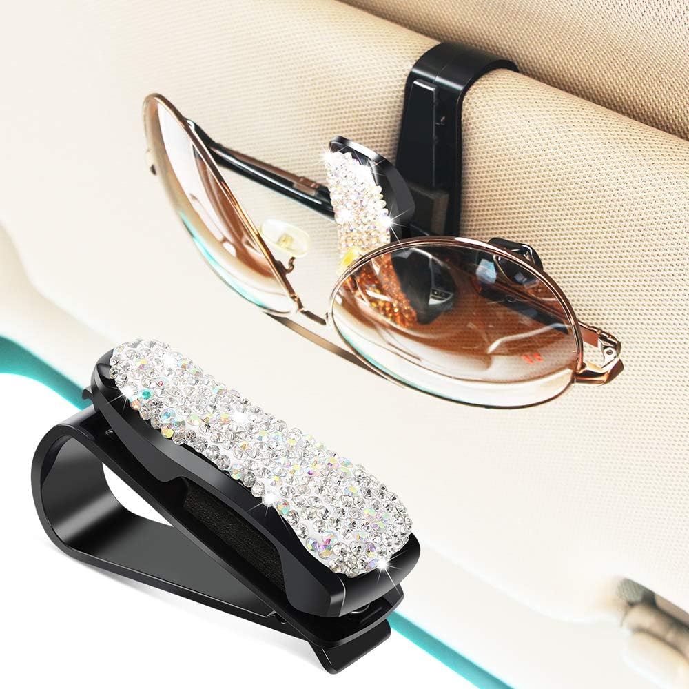 Car Sunglass Holder Premium Bling Visor Eyeglass Clip Double Layer Sparkly Auto