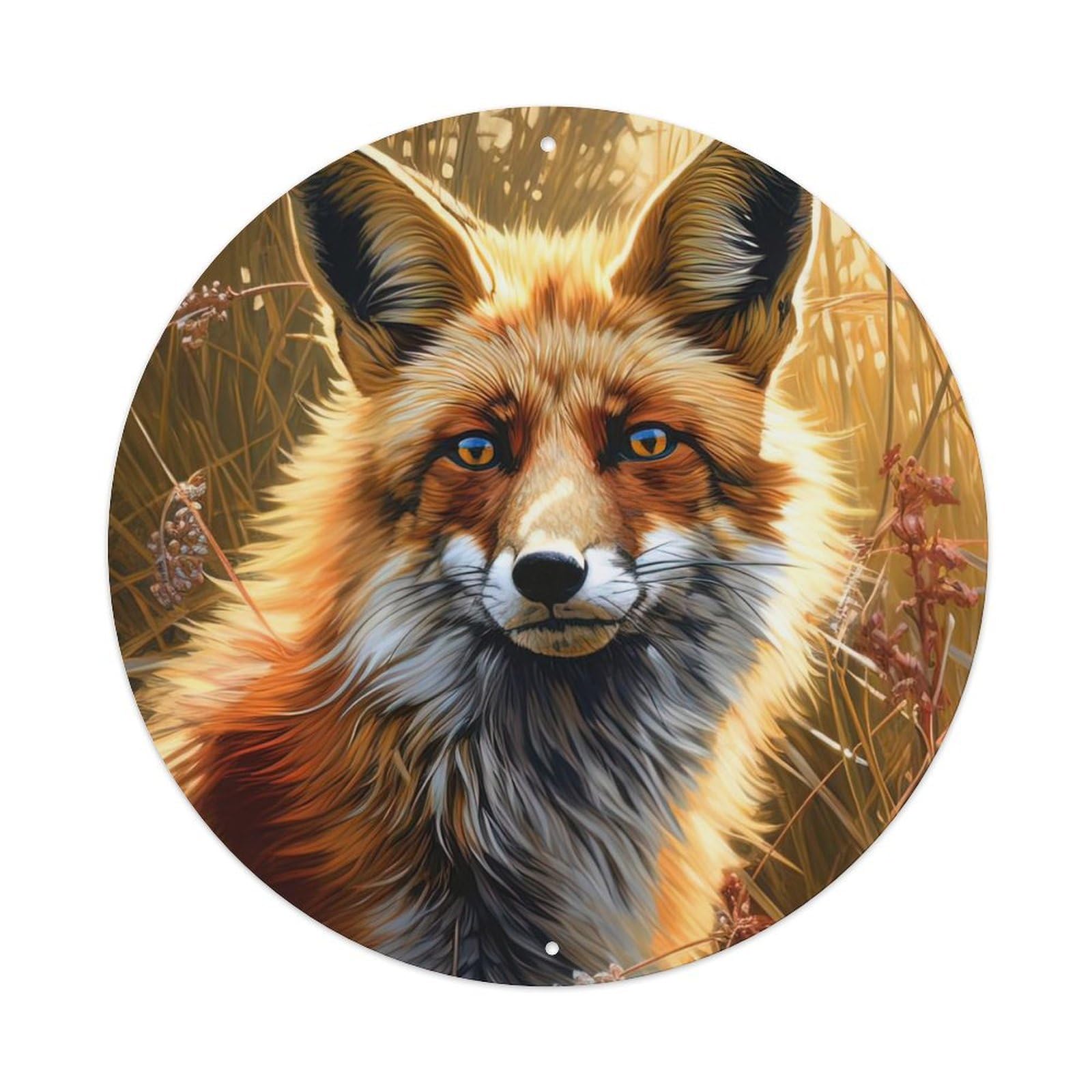 Animal Artwork Fox in The Bush Metal Tin Sign