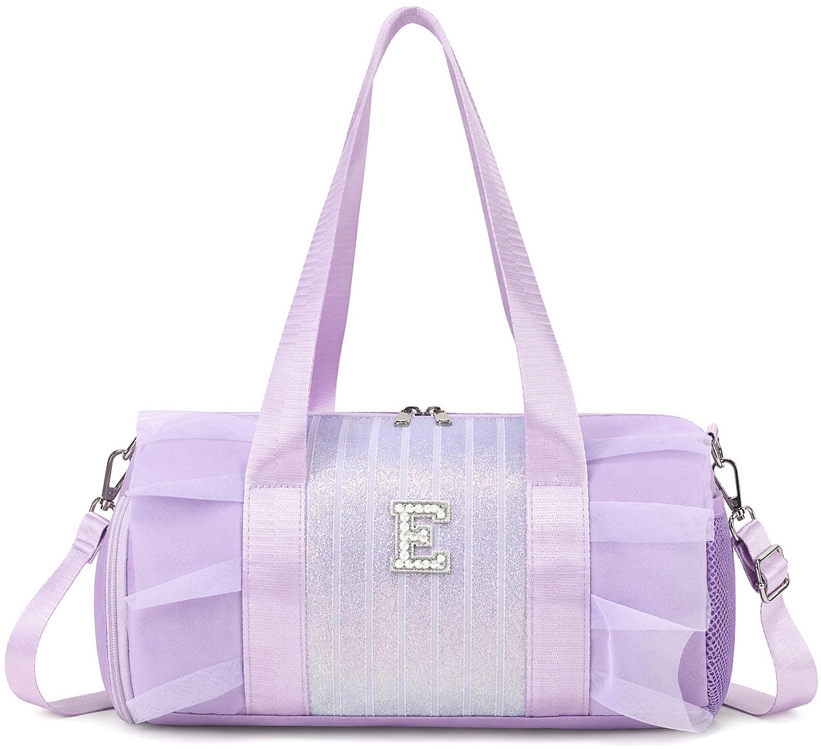 Ballet Bags for Little Girls 3-6 Years, Glitter Dance Gymnastics Bag Kids Overnight Duffle Bag Sports Gym Bag with Wet Pocket
