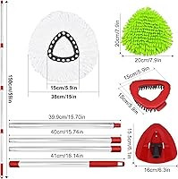 Vista 2 de Mango de cepillo de repuesto para cabezal de fregona giratoria, mango de cepillo de fregona de 4 secciones de 30 a 58 pulgadas, compatible con mango