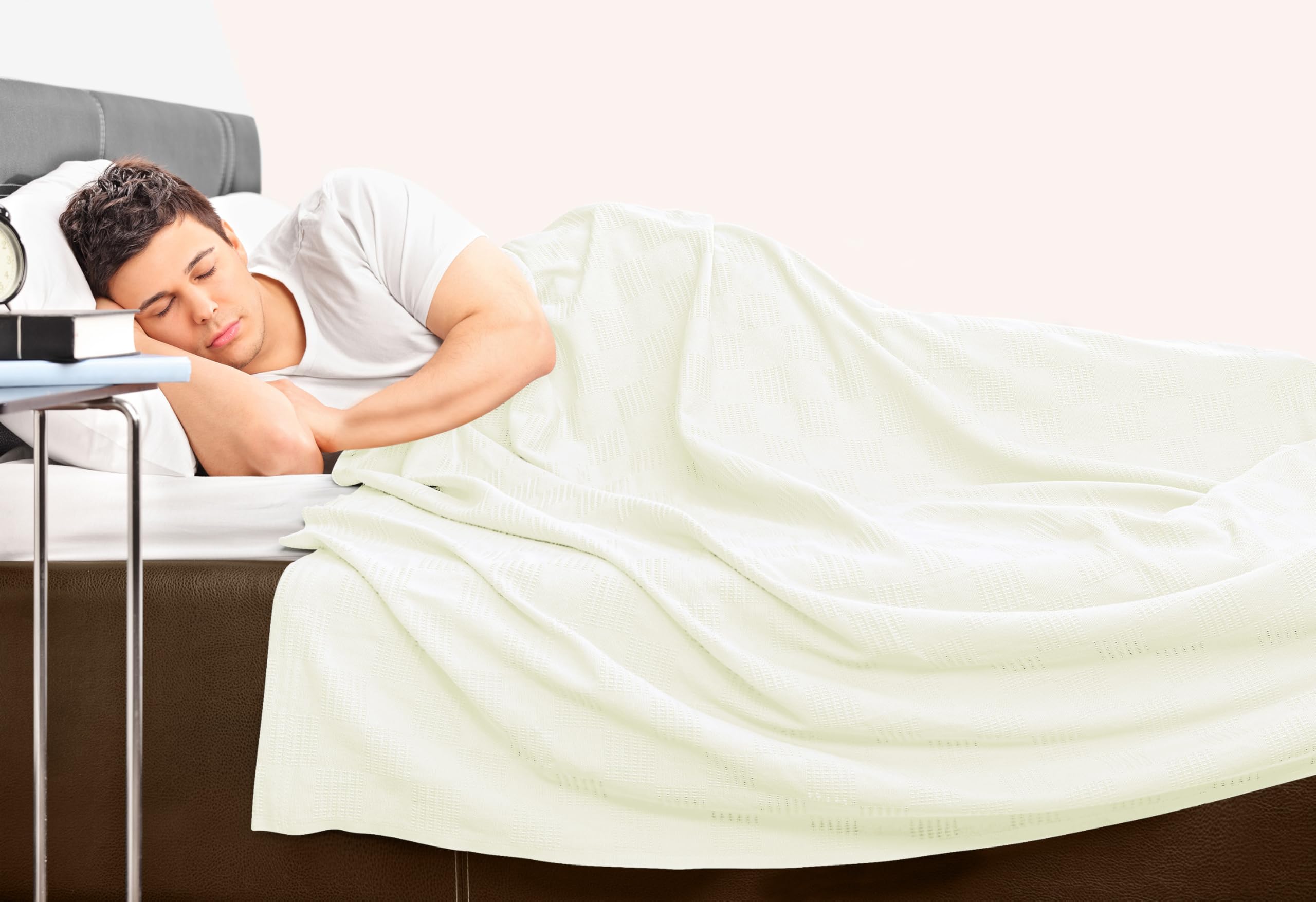 Utopia Bedding - Manta térmica 100 % algodón, 350 g/m², ligera, suave y transpirable para todas las estaciones, tamaño king, 228,6 cm x 274,3 cm, color marfil