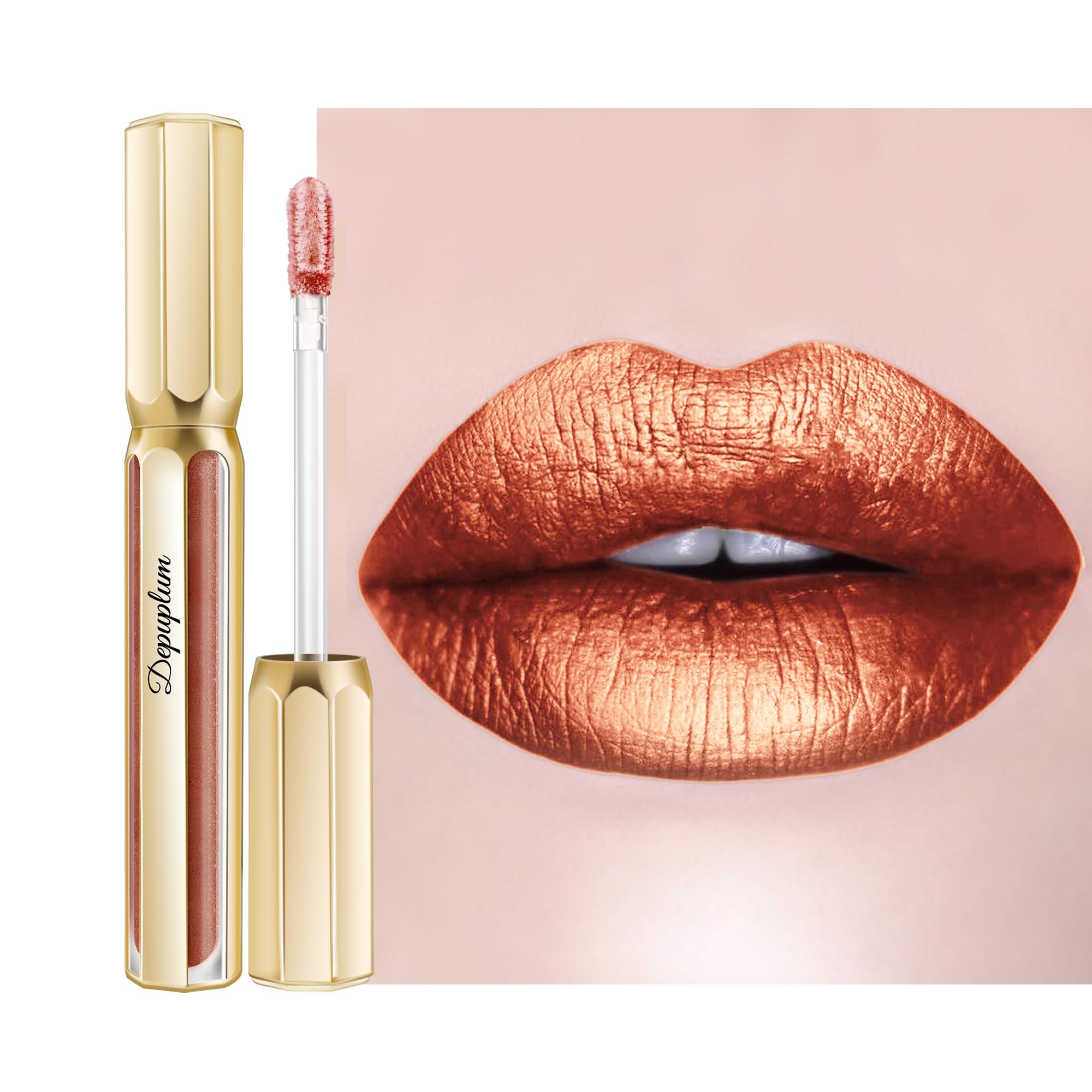 Bronze Lipsticks for Women Reddish Brown Metallic Lipstick Long Lasting DP103 Fantasy