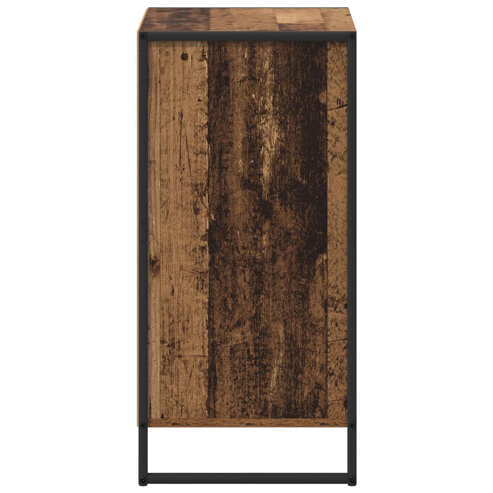 Sideboard Altholz 42 x 36 x 75,5 cm Holzwerkstoff mit Schublade, Industrie-Design Schrank für Wohnzimmer, Schlafzimmer, robuste Stahlbeine, viel Stauraum für Bücher und Dekoration, moderne Wohnidee