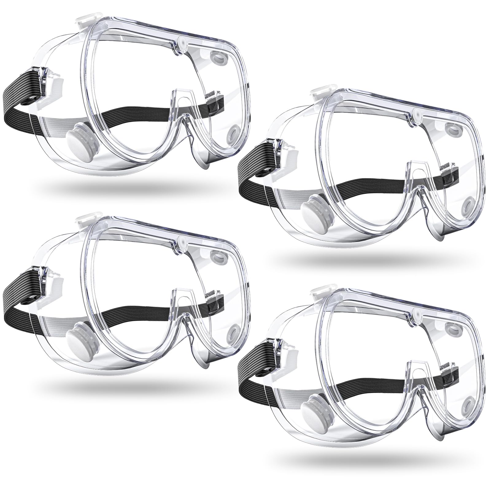 Taikula 4 Pack Safety Goggles with Anti-Fog Coating for Chemistry Lab, Mowing, Clear Scratch-Resistant Lenses Woodworking, Painting, Construction,
