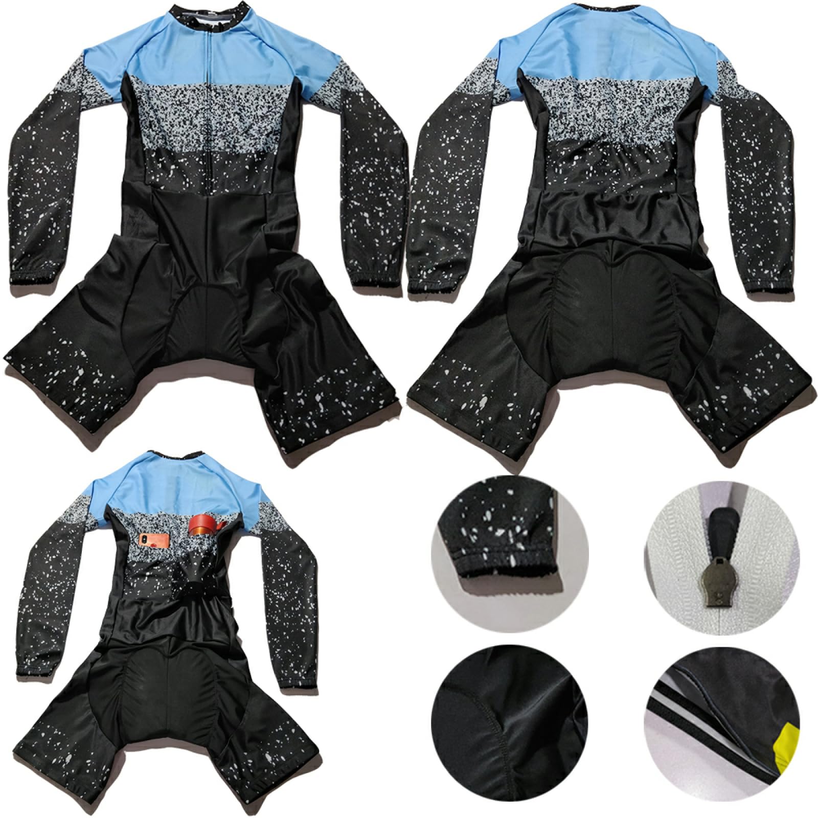 Ironman Combinaison de cyclisme triathlon avec short rembourré en gel pour sports de plein air XS-3XL