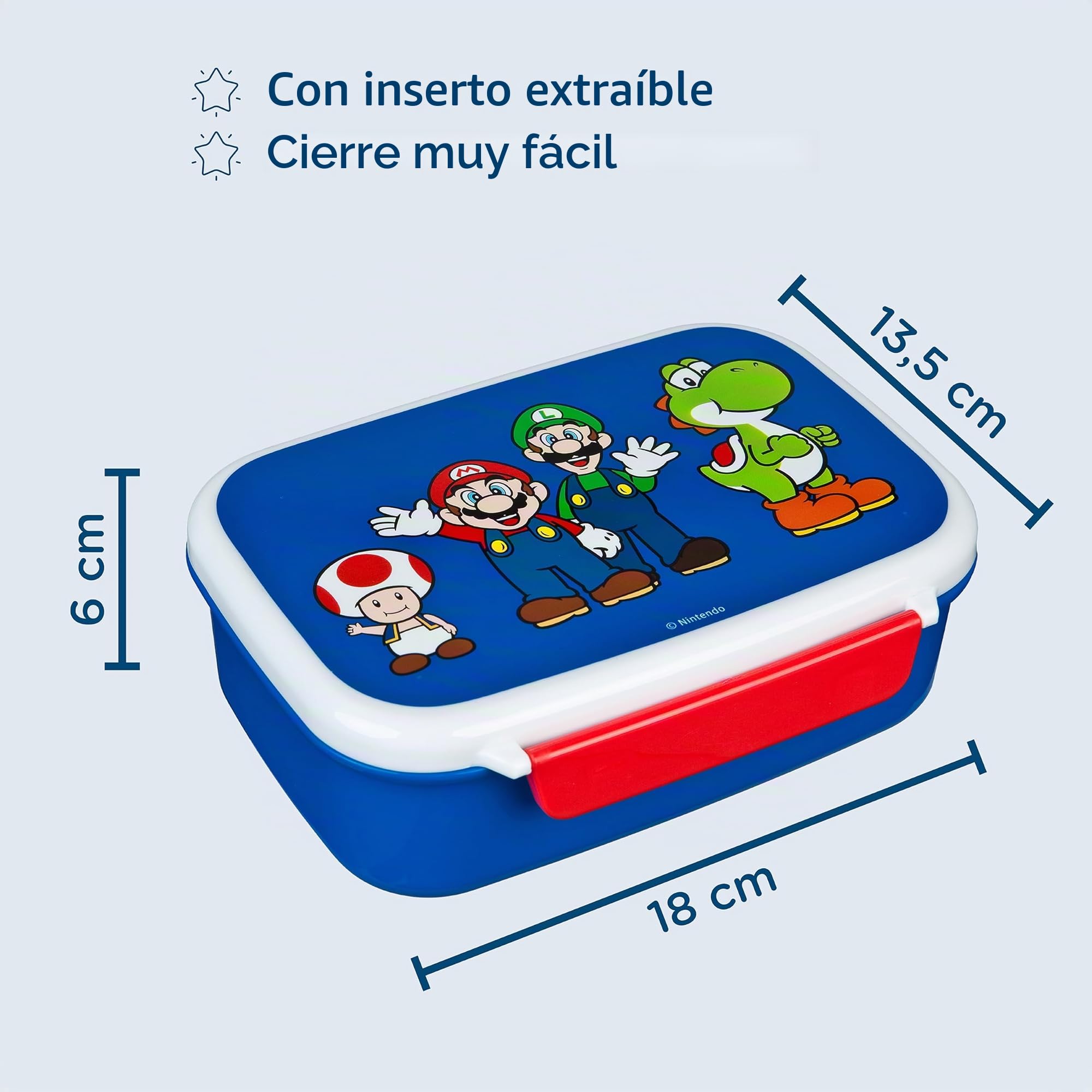 Scooli - Set de Regalo de vajilla para niños Super Mario - Set Compuesto por Fiambrera y biberón - Ideal para el Colegio o la guardería - a Partir de 4 años - de plástico - sin BPA
