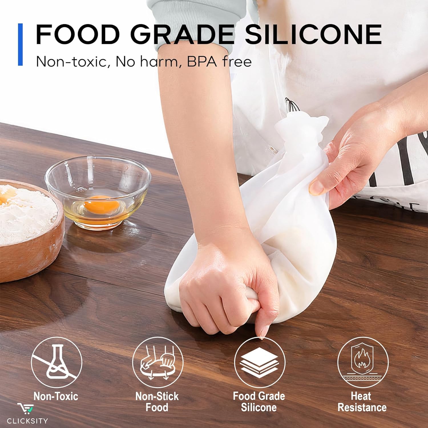 QRZLP Silicone Kneading Bag, Non-stick Food Grade Silicone Kneading Dough Bags, Large Multifunctional Baking Bags for Bread, Pastry, Pizza. 3