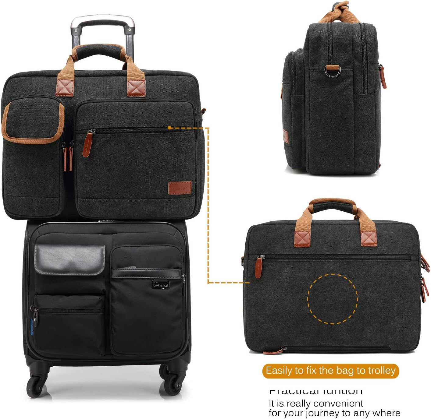 CoolBELL 17.3 Inch Laptop Messenger Bag Briefcase Protective Shoulder Bag Multi-Functional Business Hand Bag for Laptop/Ultrabook/Tablet/MacBook/Dell/HP/Men/Women (Canvas Blak)