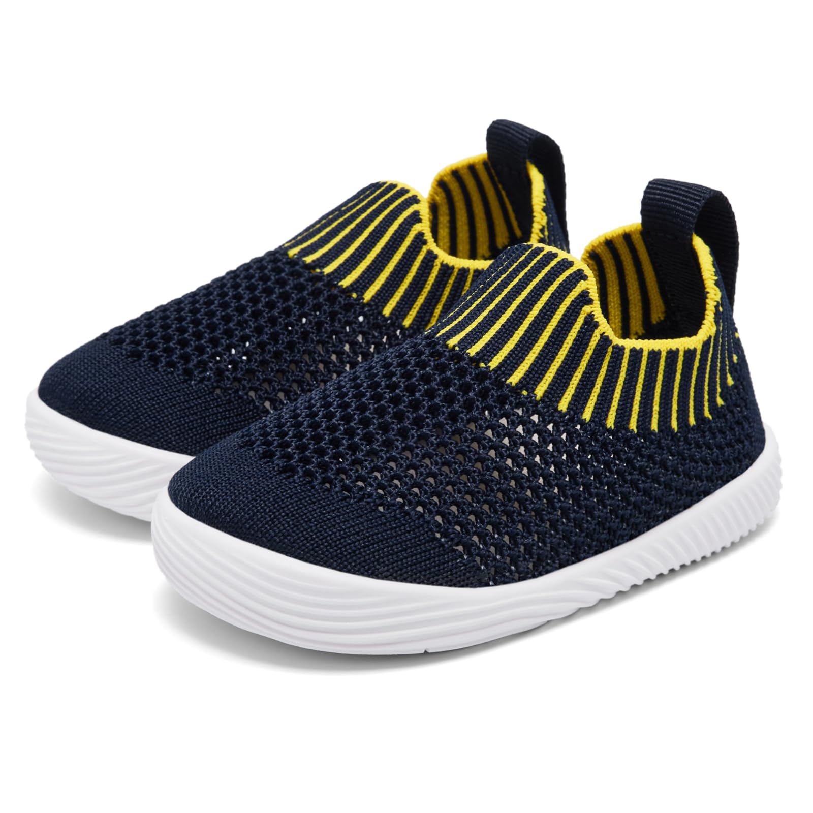 MORENDL Toddler Sandals Baby Walking Shoes Infant Slip On Water Shoes Boys Mesh Summer Sneakers Girls Tennis Shoes Navy Yellow