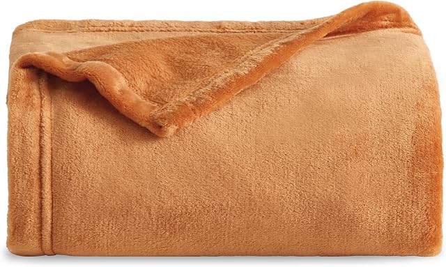 Bedsure Fleece Blanket Sofa Throw - Versatile Blanket Fluffy Soft Throw for Bed and Couch Twin/Double, Orange, 150x200cm