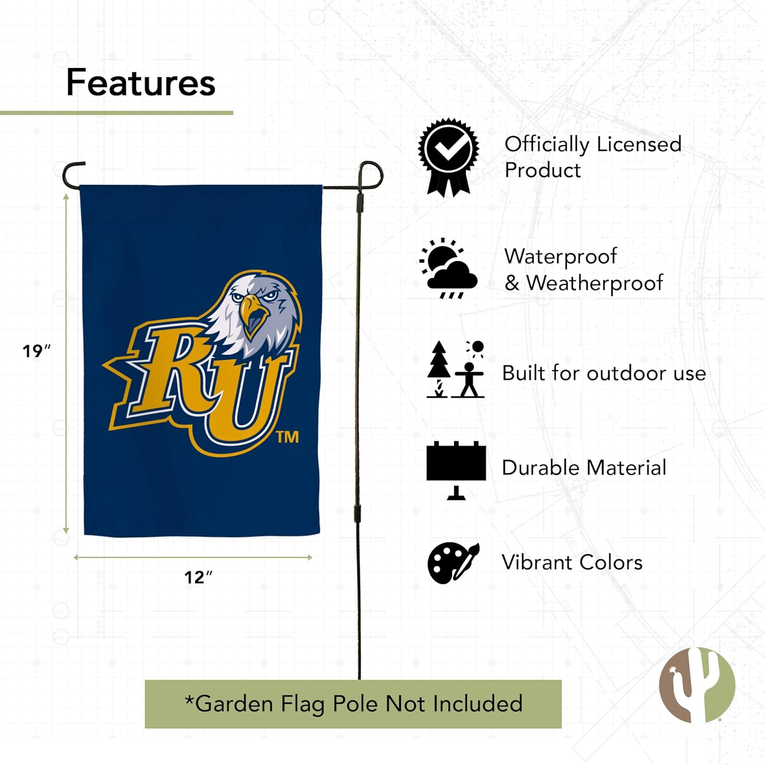 Desert Cactus Reinhardt University RU Garden Flag – 19 x 12 inch Reinhardt Eagles Banner, For Outdoor Display and Events (Design 2) - Image 4