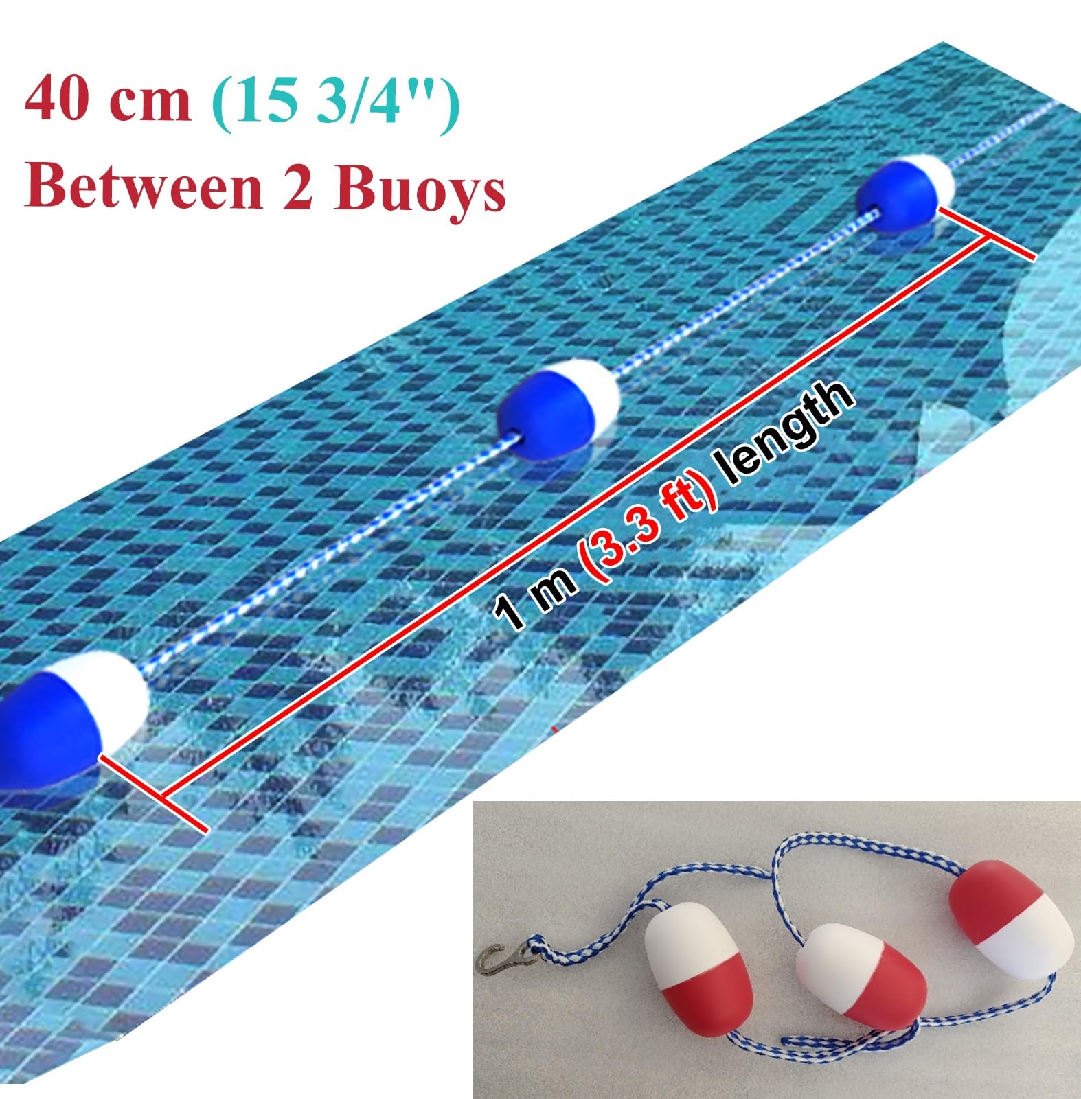 Questo divisore di corsie per Piscina Rosso - Corda Galleggiante di Sicurezza con Ganci, 20 m/65 Piedi per Piscine Interne/Esterne, Ideale per separare Le Zone Profonde e Poco Profonde, Boe