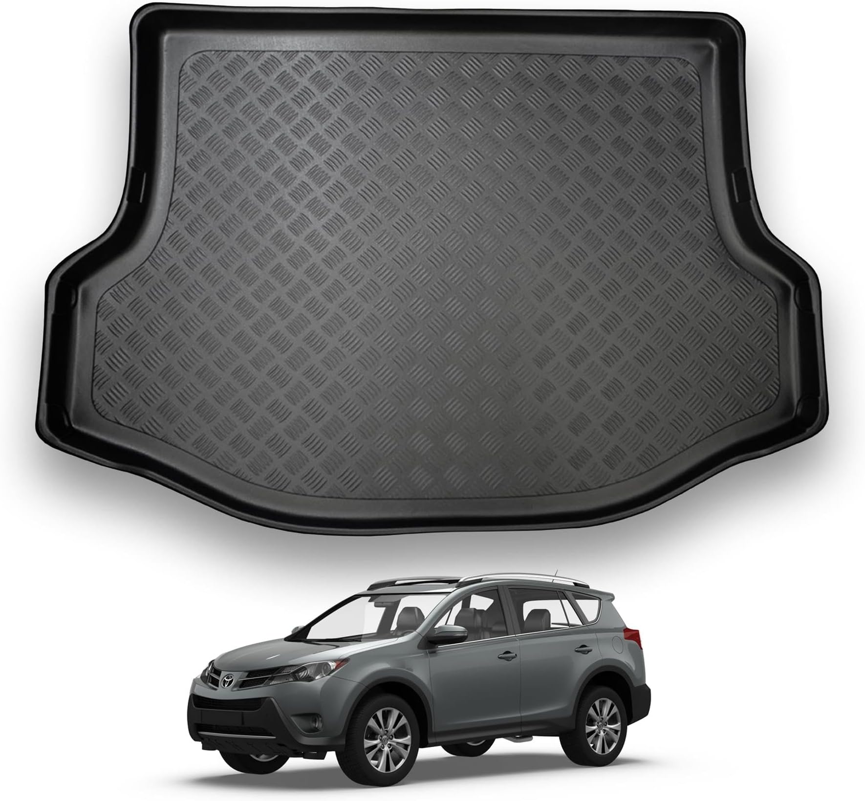 NOMAD Toyota RAV 4 (2013-2018) Boot Liner [Not for Hybrid Models] Tailored Fit Car Floor Mat Protector Non Slip Waterproof Raised Edges Compatible Custom Fit Accessory Black Dog & Pet Friendly