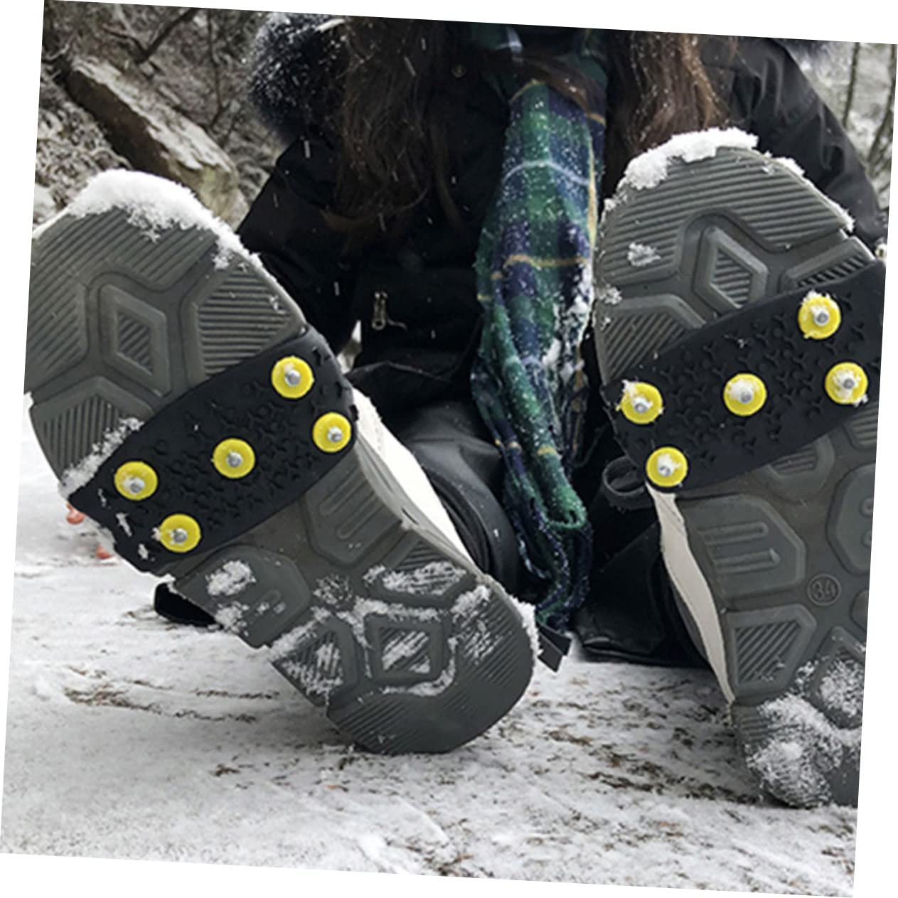 Beaupretty Crampons à Glace pour Chaussures, 2 Paires, Tpe Noir