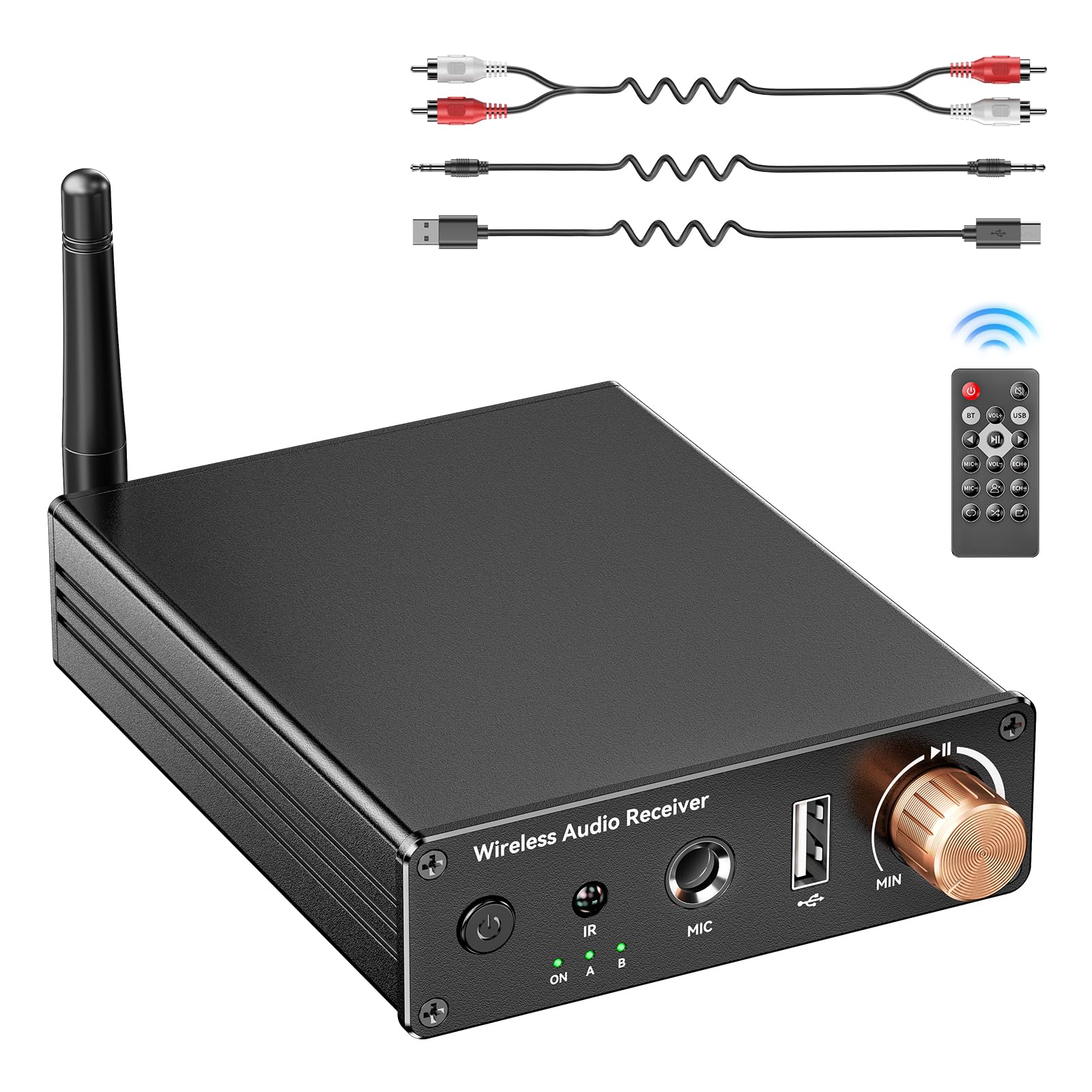 Bluetooth 6.0 Receiver, Hi-Fi Adapter with Wireless Long-Range Low-Latency, Suitable for Home Audio Music Streaming Stereo Systems/Home Speakers, Featuring AUX 3.5mm/RCA, USB Playback-image-23