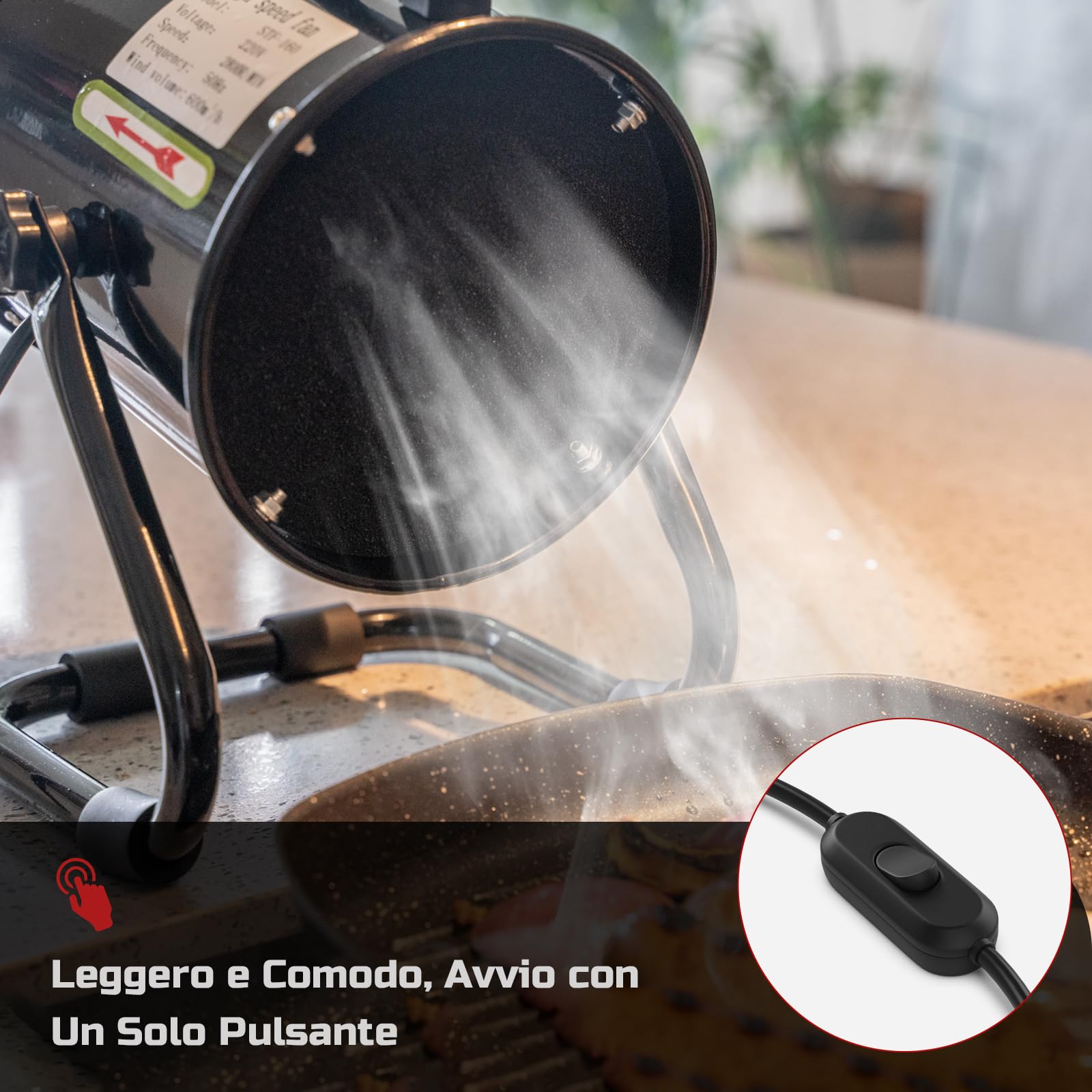 Cappa Cucina Portatile 40W 600m³/h Ventilatore Scarico Estrattore In Lega Alluminio - con 10 Filtri Carboni Attivi/120°Regolabile/Dasso rumore - per Ventilazione Circolazione Aria in Interni, RV