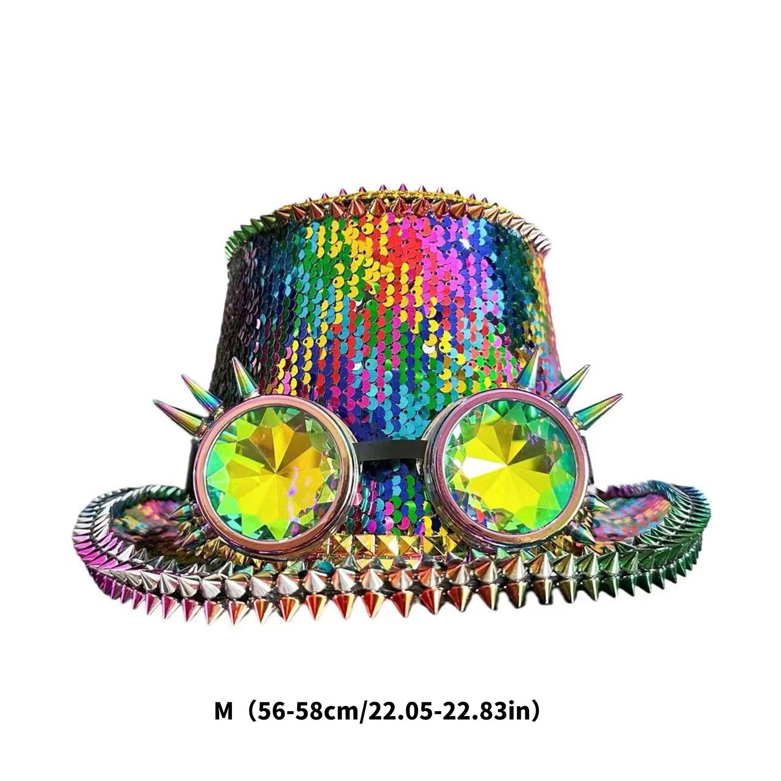 Chapeau de capitaine à paillettes scintillantes avec lunettes pour festival de musique, bal masqué, fête, accessoires de jeu de rôle