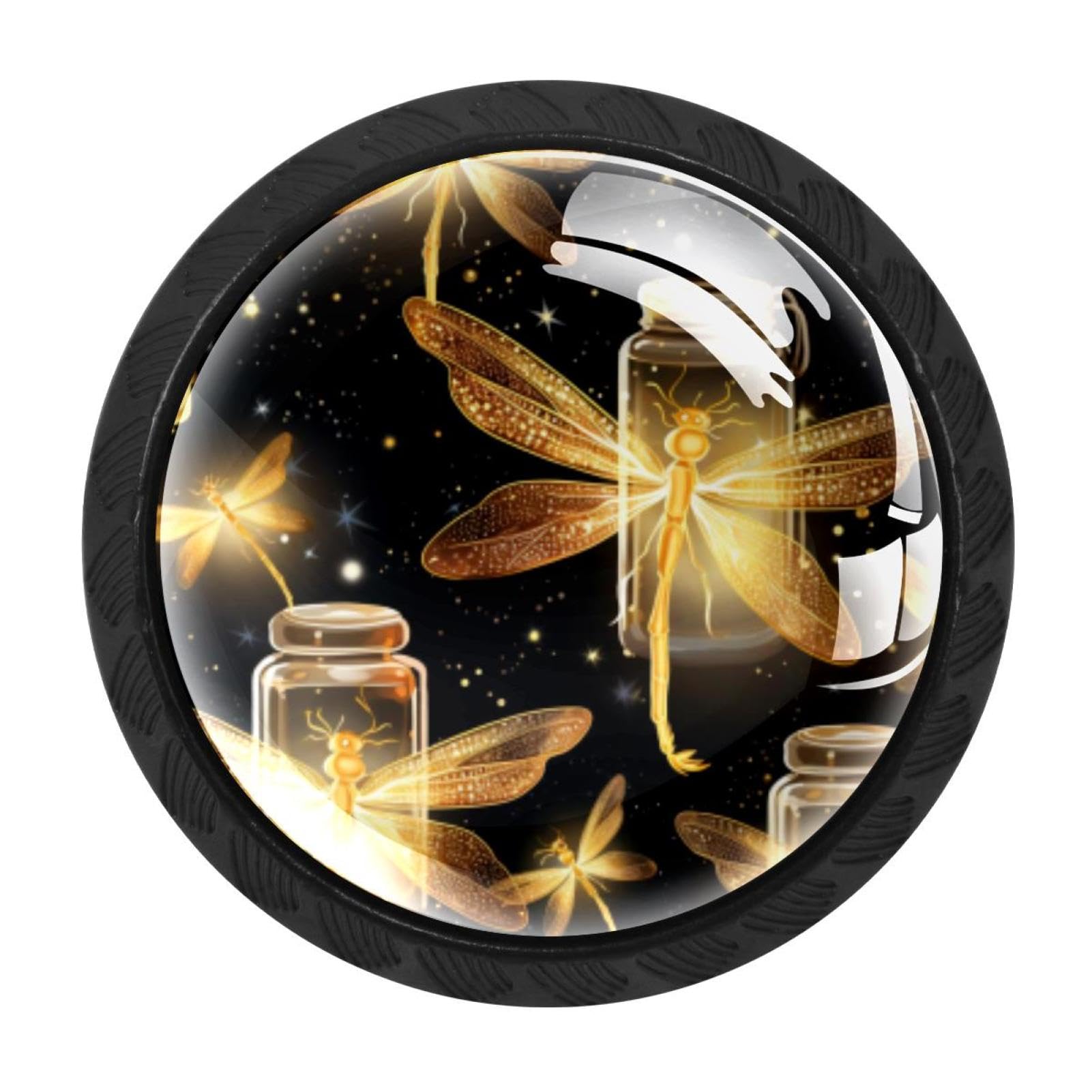 CHENZZZZ 4 Pack Firefly Drawer Knobs Cabinet Knobs Crystal Glass Knobs Pulls Handles for Kitchen Cabinet Hardware Cupboard Door Dresser Wardrobe Home Decor