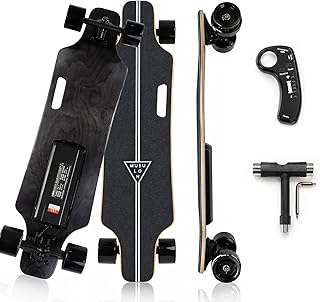 E Skateboard mit Fernbedienung, Leichtes Elektrisches Longboard | 20 km/h Geschwindigkeit, Ideal für Stadtfahrten 15km