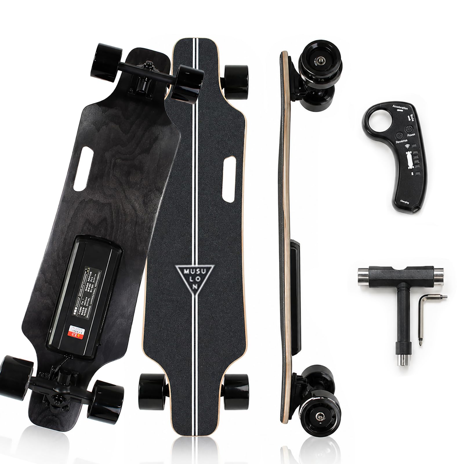 Longboard Électrique Portable avec Télécommande, Skate Électrique Léger | 20 km/h Vitesse Max, Parfait pour la Ville 8km