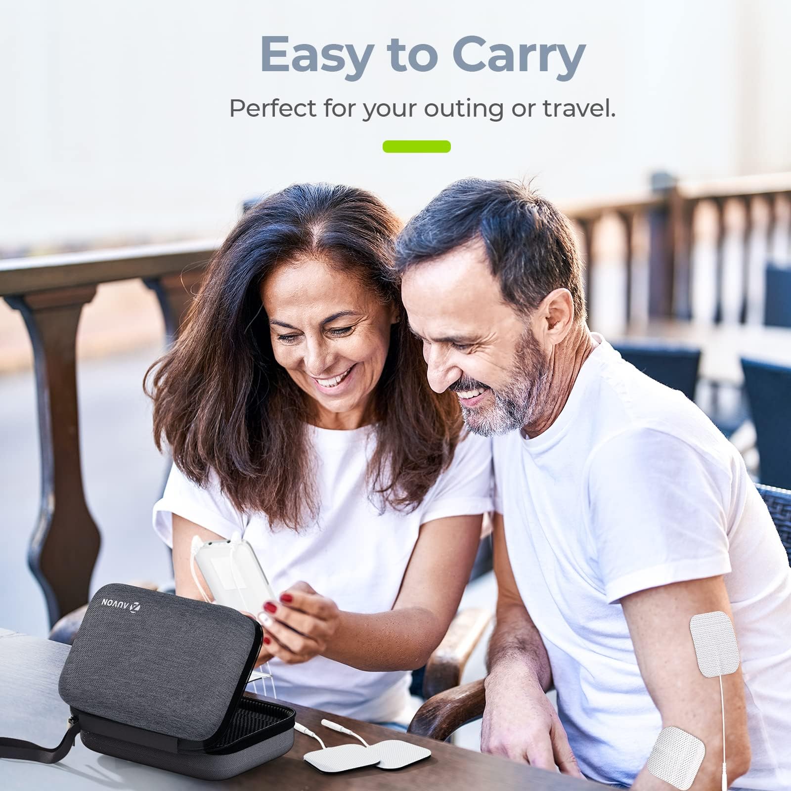 AUVON Professional Hard EVA TENS Protective Travel Case with a Sealed Bag, Shockproof & Waterproof Carrying Case, Compatible with Most TENS Unit Muscle Stimulators and Accessories (Case Only)