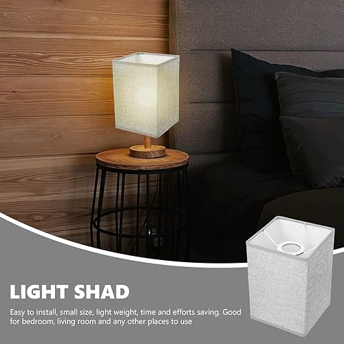 Miniatura 3 de Pantalla cuadrada de tela para lámpara, soporte de lámpara de lino natural, repuesto para lámpara de mesa y luz de pie (gris claro)