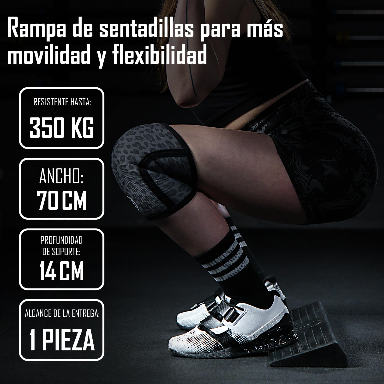 Strength Shop Bloque de cuña Sentadillas con Guía de Posición, Caucho Sólido (4kg), Cuña Antideslizante para Mayor Movilidad, Ideal como para Slant Board, estirador de pantorrillas & Co.