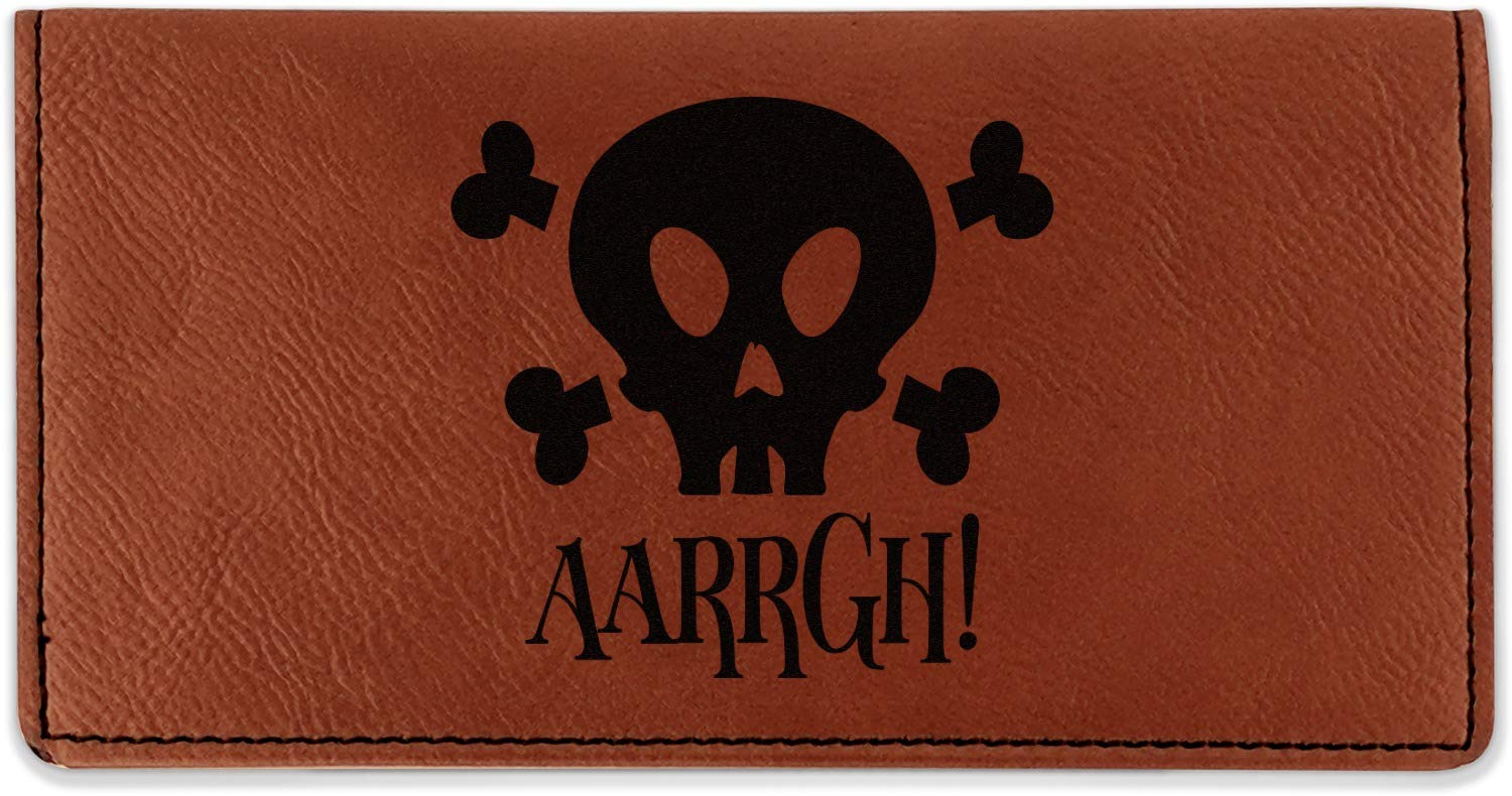 RNK Shops Personalized Pirate Leatherette Checkbook Holder - Single Sided