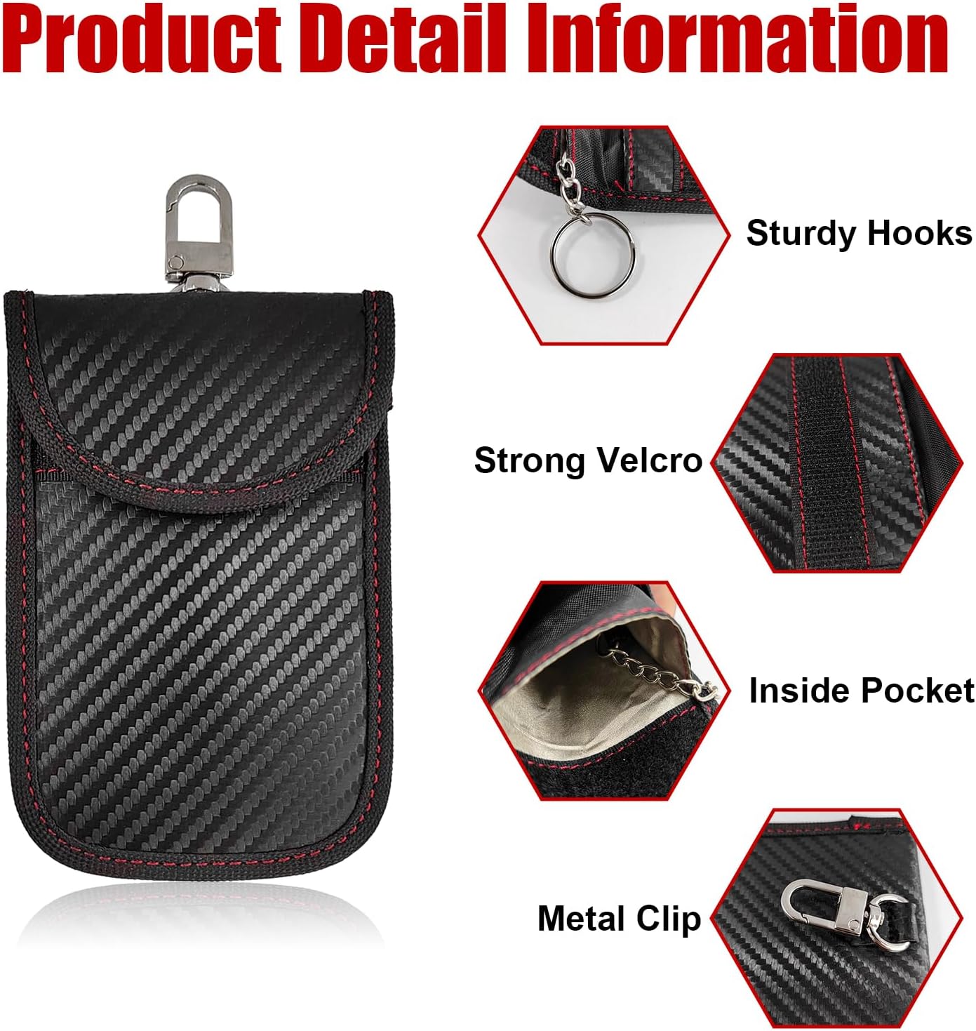 Kewucn 2 Pack Faraday Bag for Key Fob, RFID Signal Blocking Key Fob Protector and Anti-Hacking Faraday Cage, Carbon Fiber Anti-Theft Car Keys Faraday Pouch, Premium Car Key Safe Protector (Small)