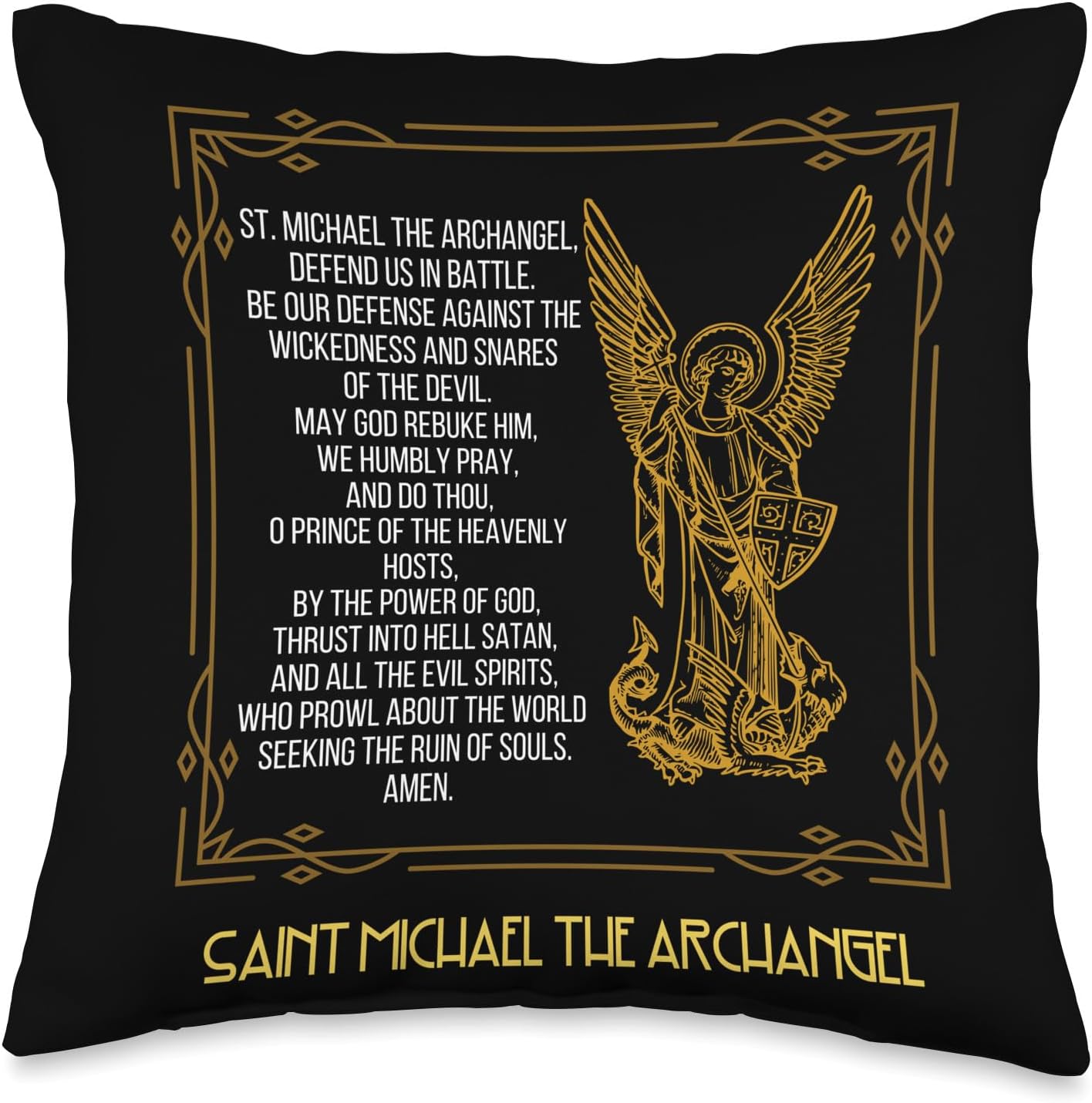 St. Michael The Archangel Prayer Catholic Saint Religious Throw Pillow