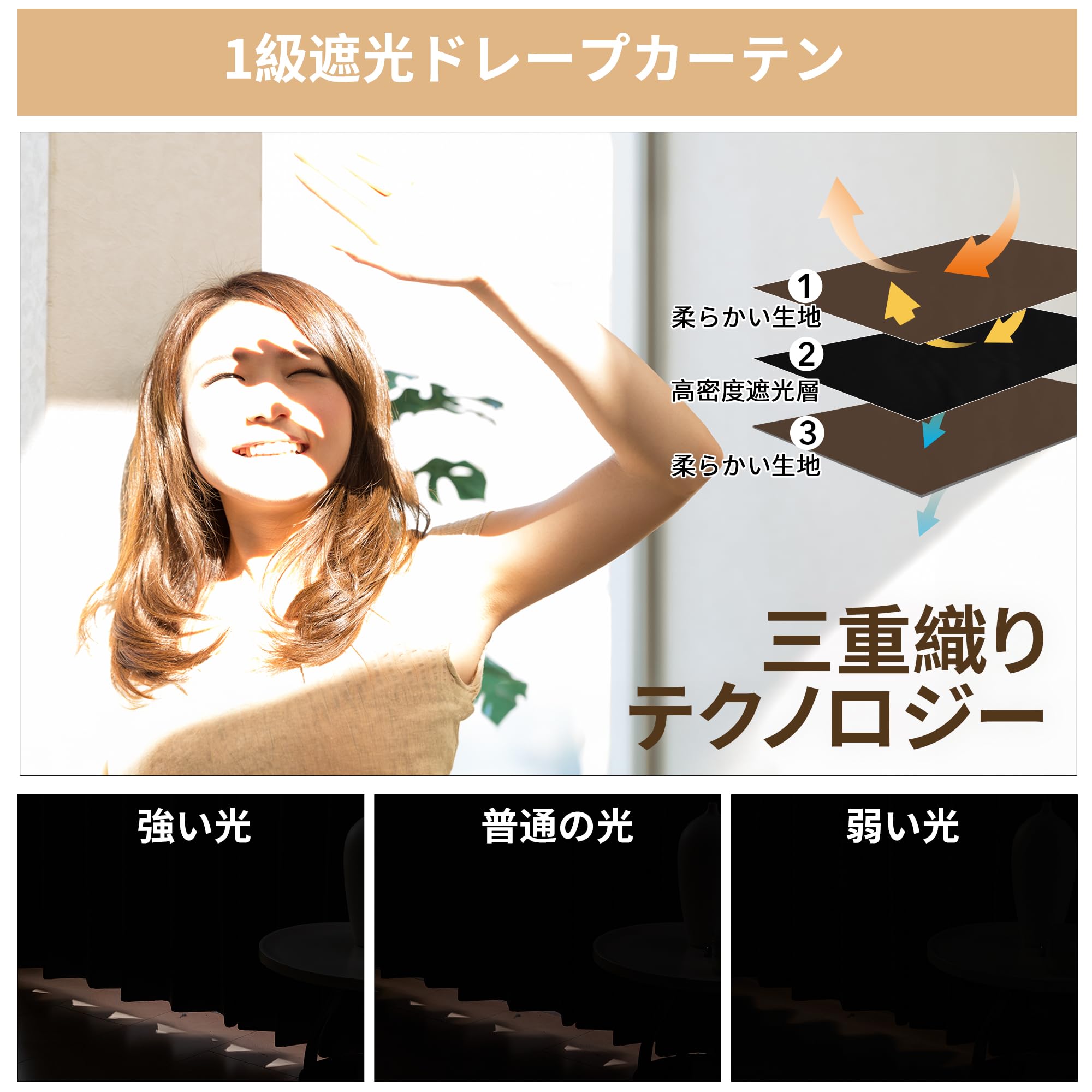 【ブラウン】Deconovo 1級遮光ドレープカーテン Amazon｜Deconovo 遮光カーテン ドレープカーテン 無地 幅180cm