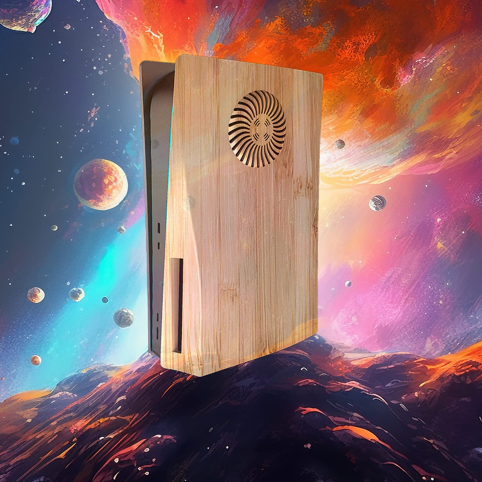 Piastre di protezione per console PS5 Disc Edition - Accessori per Playstation 5 - Pannelli laterali - Facciate di ricambio (grano di legno)