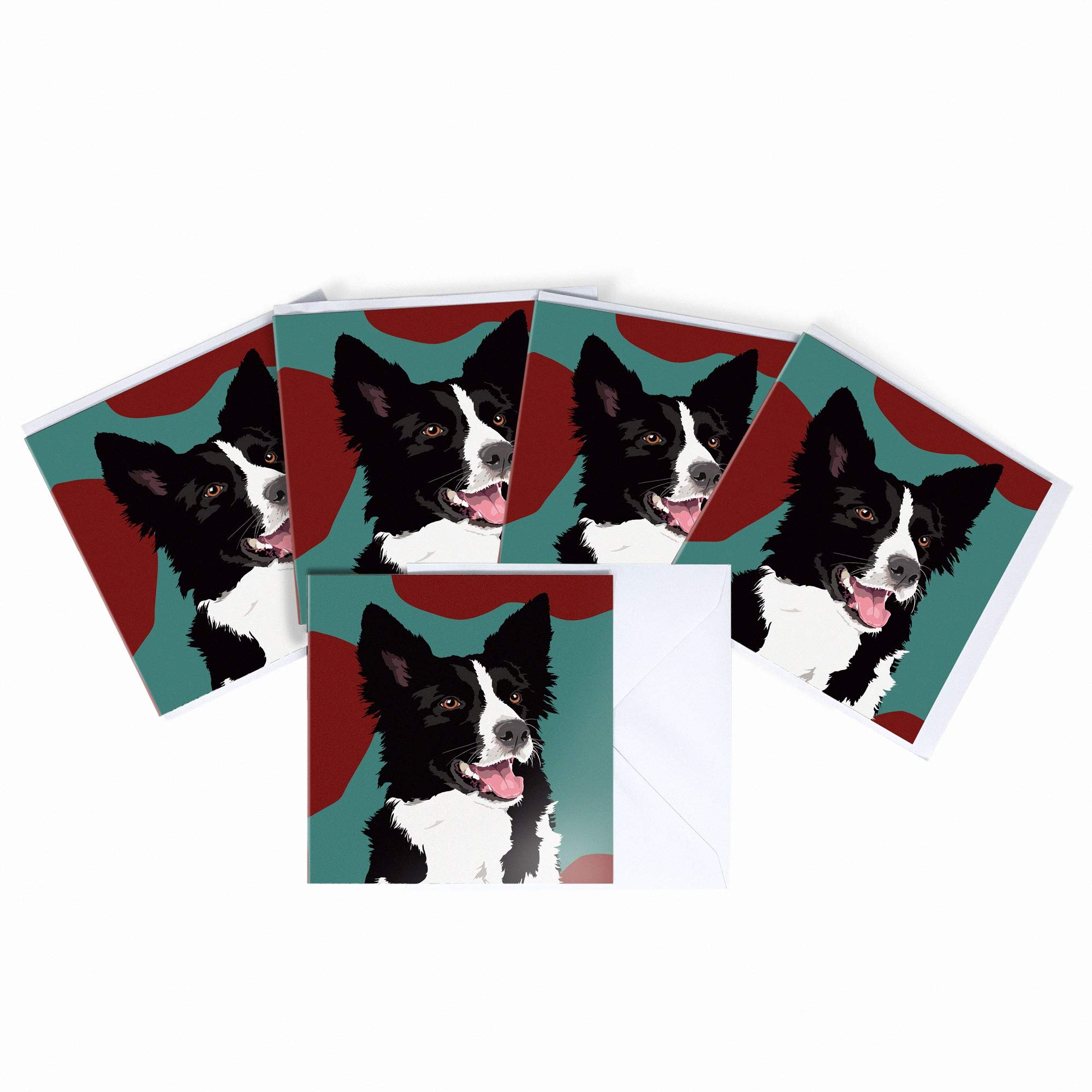 Collie Blank Greeting Card by Leslie Gerry - Pack of 5 Multipack