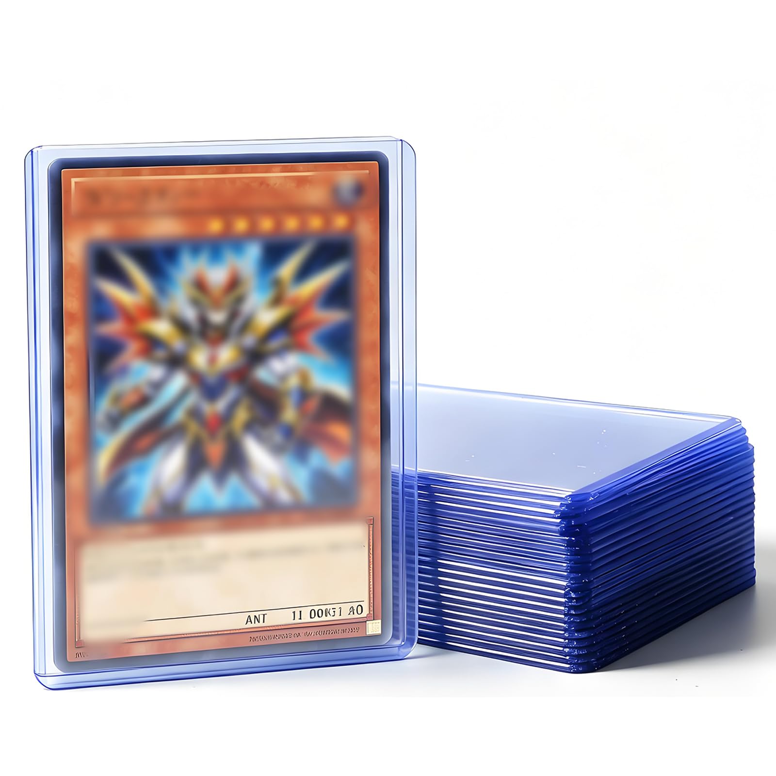 Card Sleeves 2.8"×3.8" 60pcs, Clear Semi Rigid Top Loaders Card Sleeves Compatible & Hard Plastic Cards Protectors for Sports, Trading Cards, Collectible Toploaders (Blue)