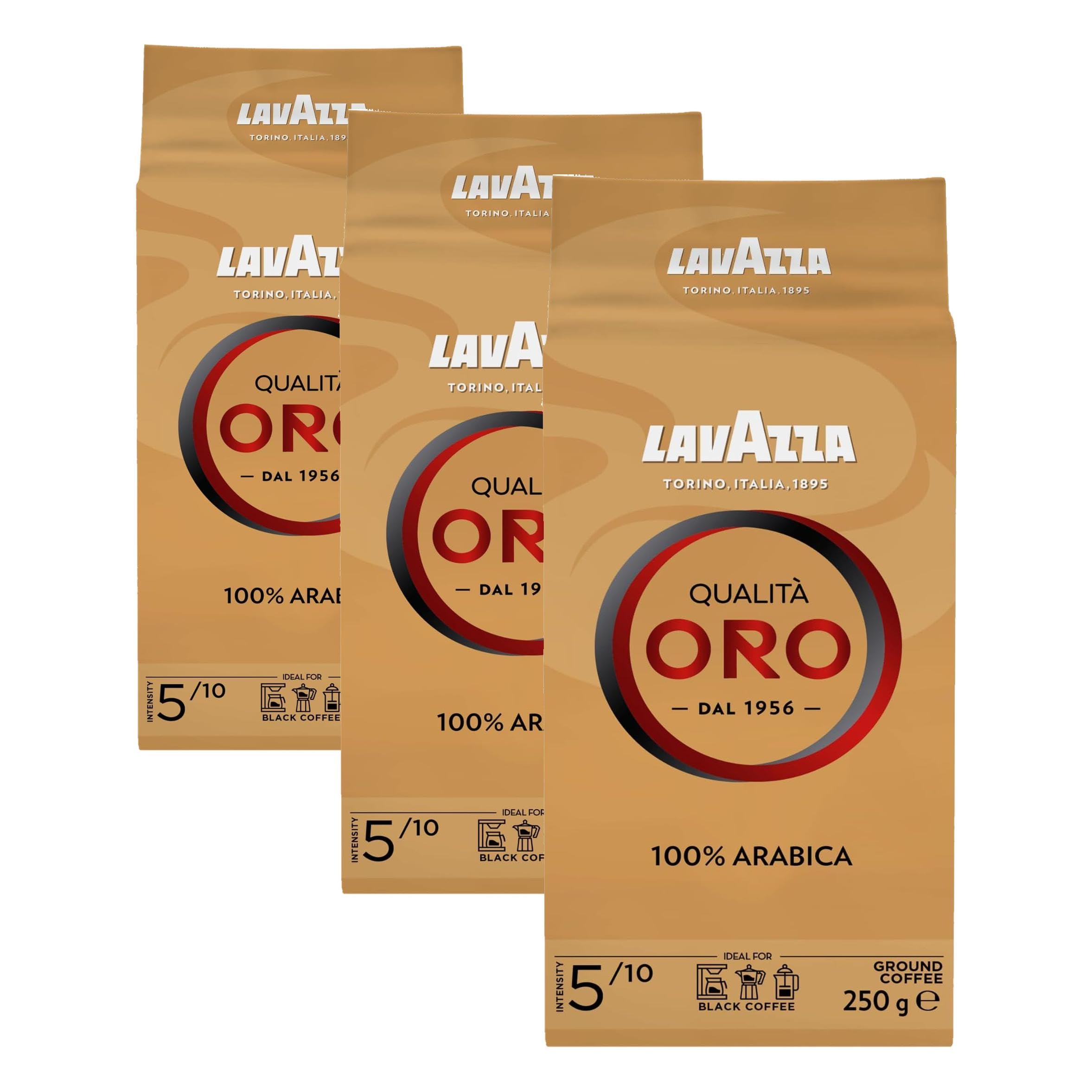 Lavazza Café Molido Qualità Oro 100% Arábica (Pack de 3 x 250g)