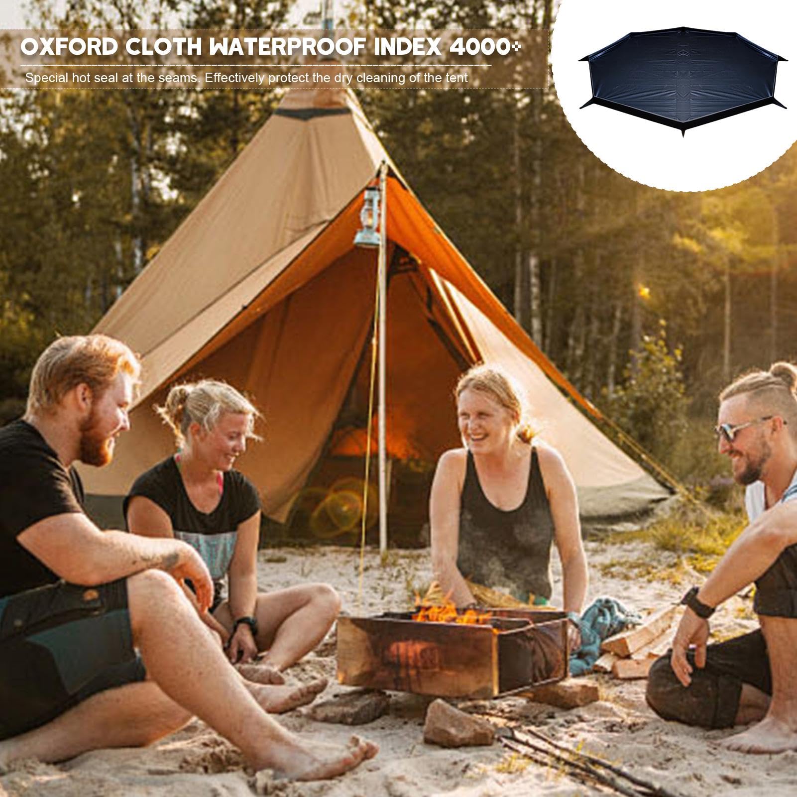 Tapis de sol de camping – Tapis de sol octogonal | Bâche de camping | imperméable, tapis de pique-nique, bâches portables, tapis de sol imperméable pour la randonnée, la plage