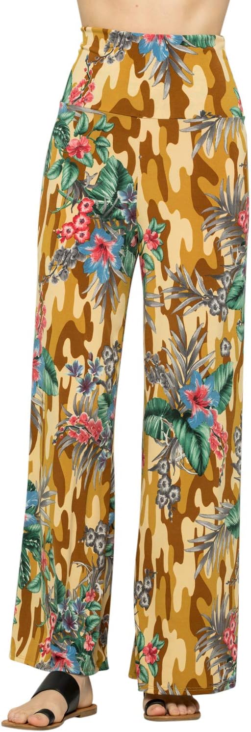 Women's Casual Bohemian Damask Palazzo Pants (S, 10535FCCT-MUS)