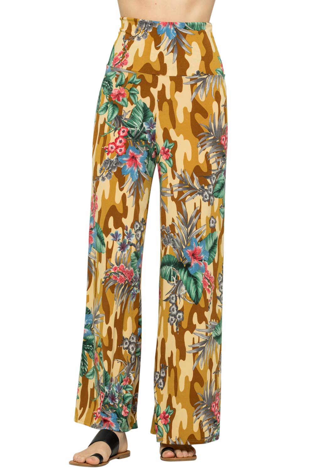 Women's Casual Bohemian Damask Palazzo Pants (S, 10535FCCT-MUS)