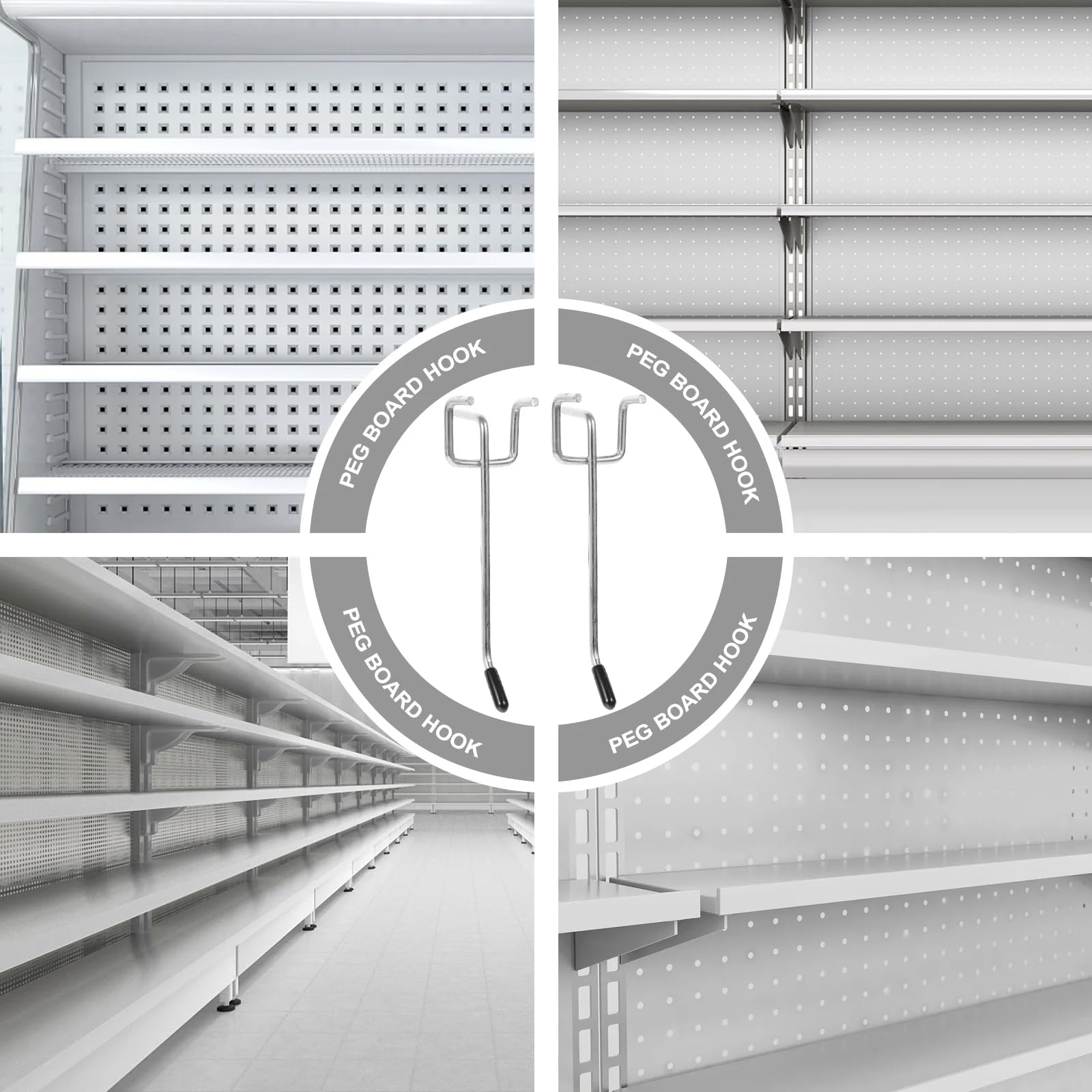 Ganchos para panel perforado (55 unidades, 5 cm, ideal para organizar herramientas en panel perforado de pared y panel de puerta, solución robusta para tienda, espaciado de agujeros 2,5 cm)