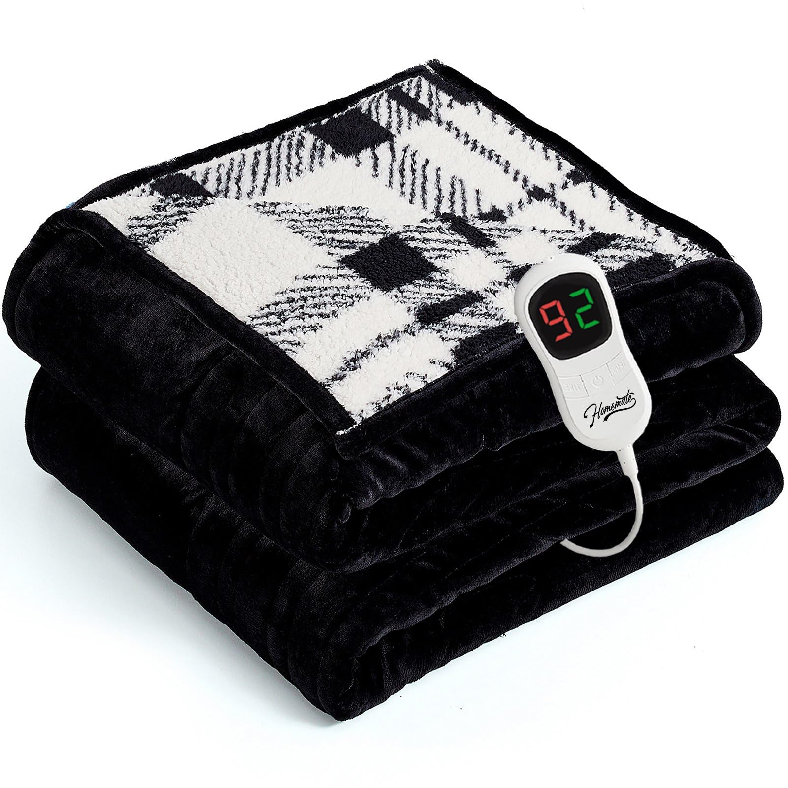 Homemate Electric Blanket Corded Heated Throw 8HR Timer Overheat Protection