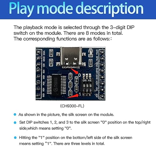 Miniatura 7 de Módulo de reproducción de voz, tablero de sonido de 52.5 ft, reproductor de música MP3 con altavoz, DC3.6-5.2V, descargable por USB, 10 IO