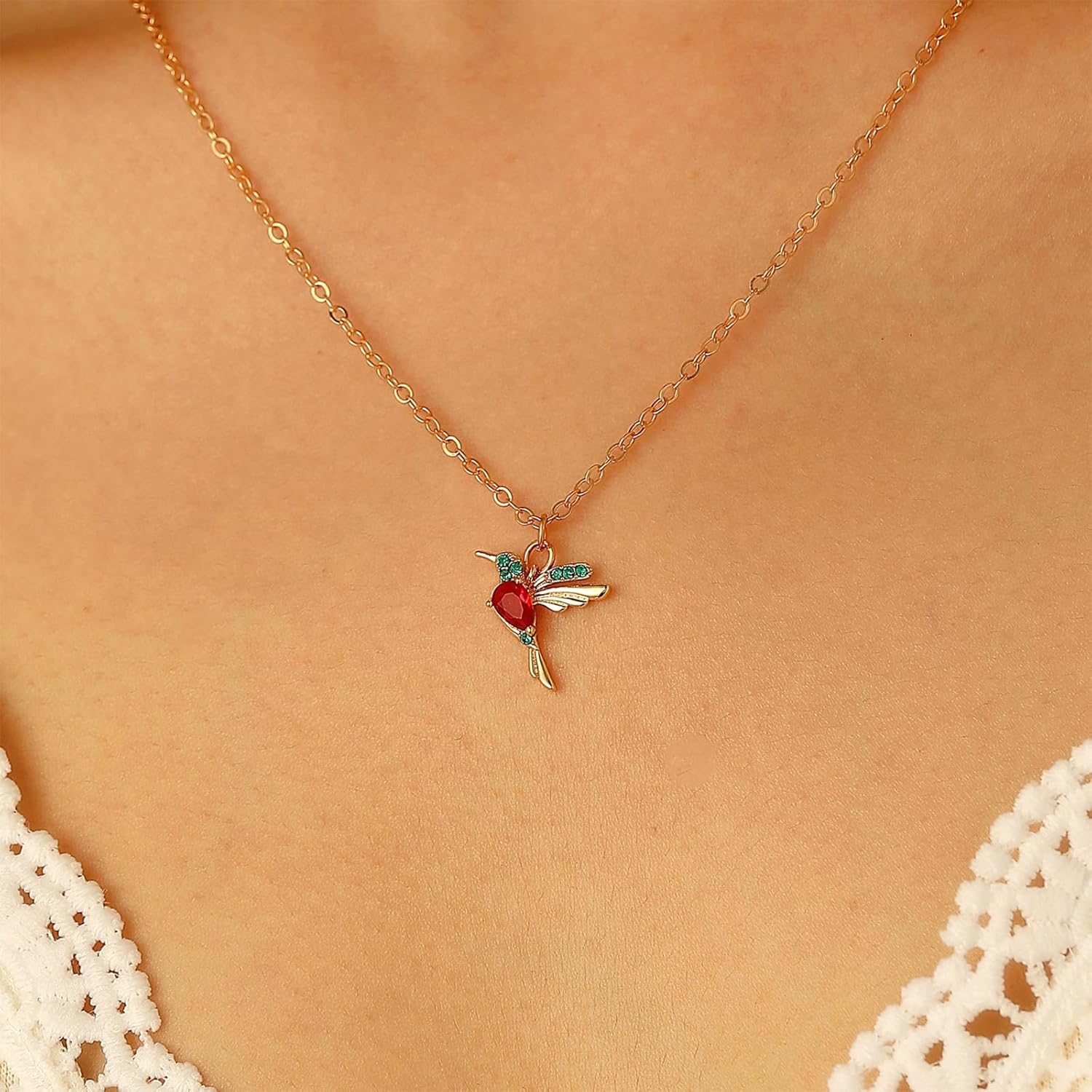 Hummingbird Necklace for Women - Delicate Hummingbird Jewelry, Bird Lover Gift with Vibrant Accents, Nature Inspired Necklace - Image 2