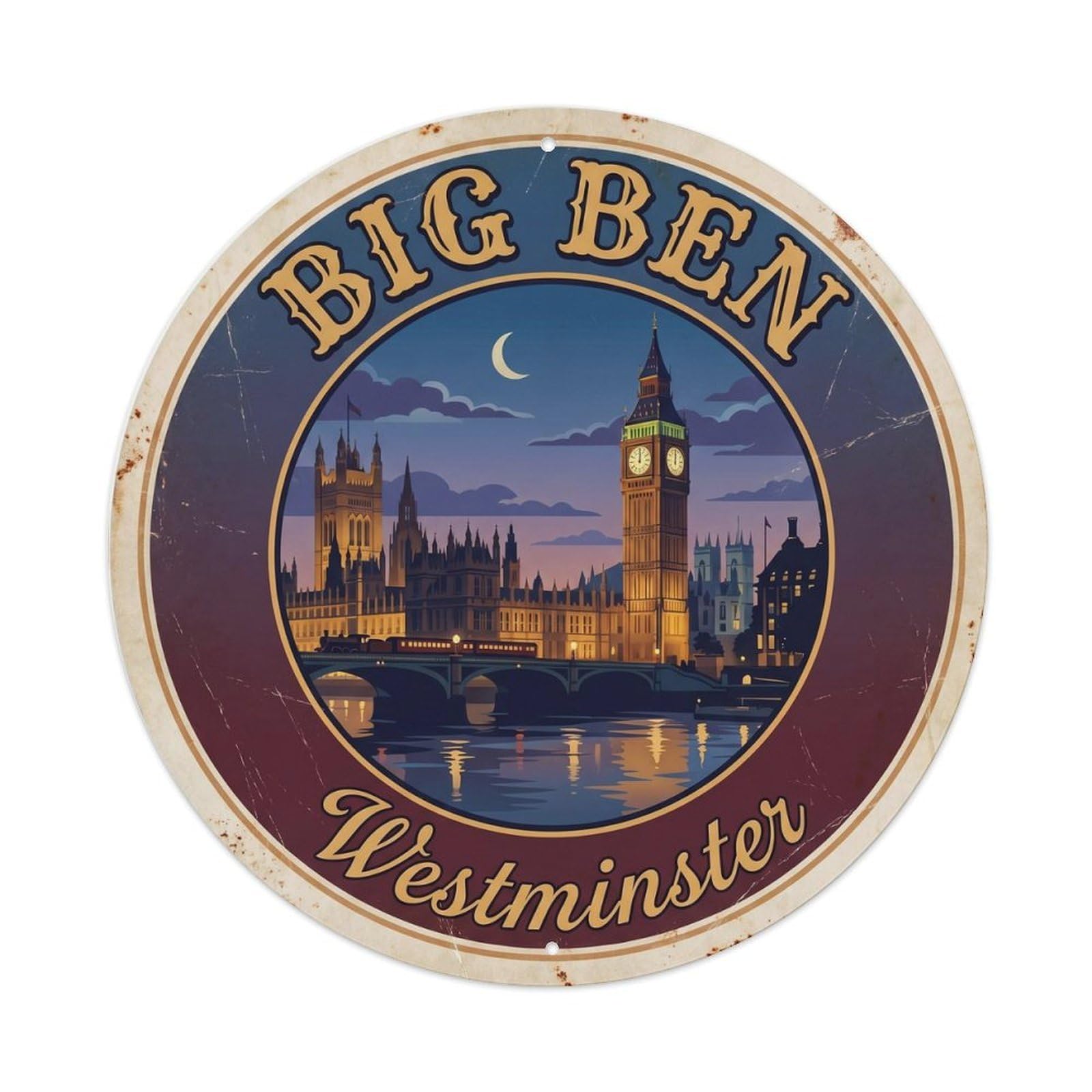 Fqnyr Style Vintage Travel Big Ben Westminster London 1 Metal Tin Sign