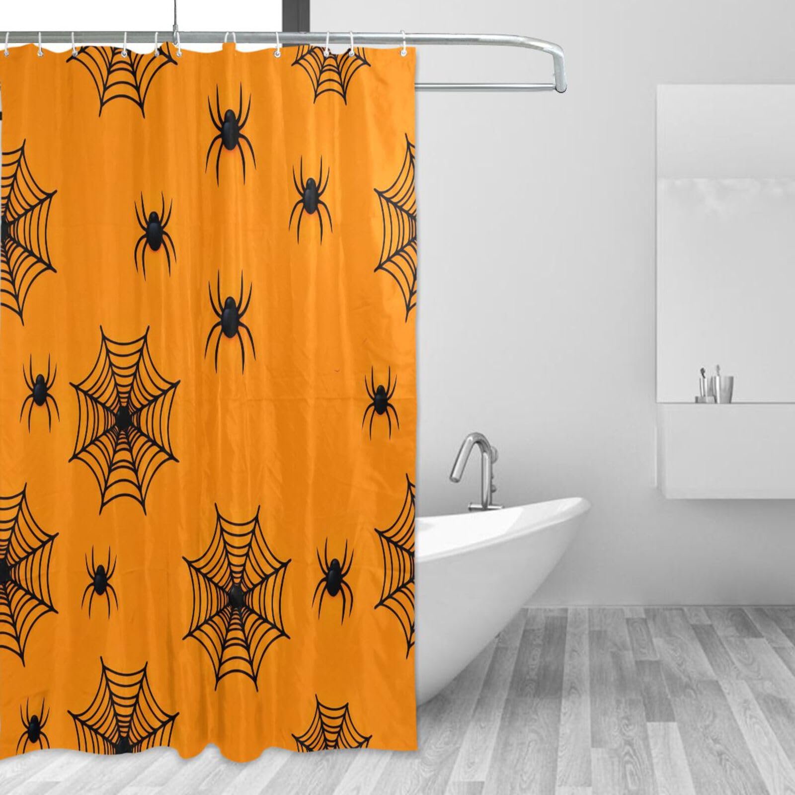 DUOBU Black Spiders Webs Shower Curtain Washable Waterproof Fabric Bath Curtain 60x72Inch Shower Curtains with Hooks for Bathroom Decor