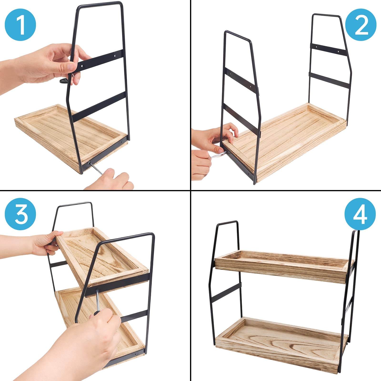 Bathroom Organizer Countertop Spice Rack for Cabinet, 2 Pack, Two-Tier ...