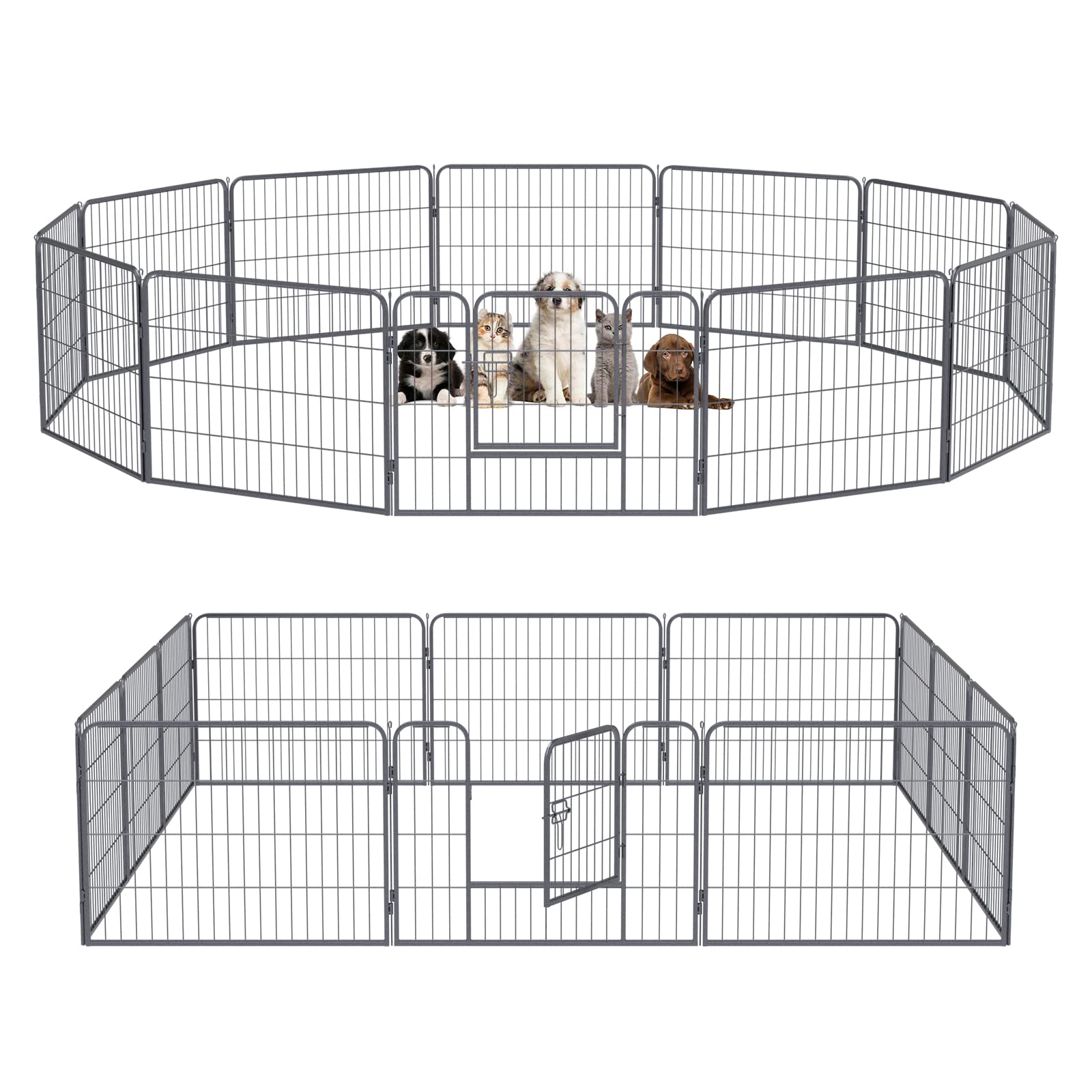 QianRuiDa Valla para Perro 12 Piezas 60x80 Cm Parque Perros Exterior/Interior Corralito Perro Plegable Valla para Cachorros Vallas para Jardin Metalicas Negro
