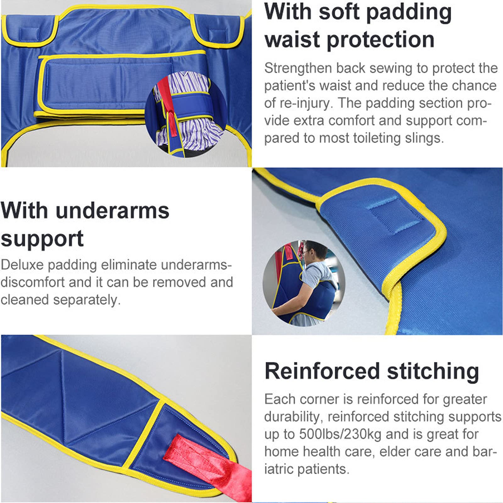 ArnéS de ElevacióN Paciente de Cuerpo Completo,GrúA de Paciente,Eslinga de ElevacióN con Accesorios de Bucle,para Posicionamiento Y ElevacióN de La Cama,EnfermeríA