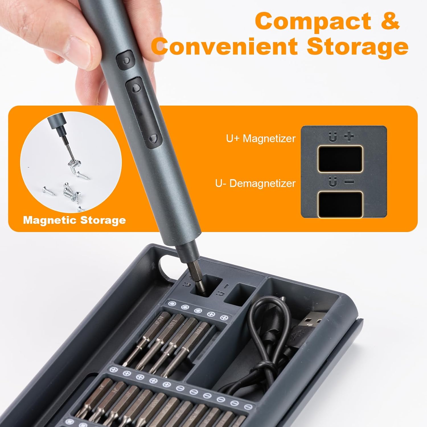 75 IN 1 Cordless Electric Screwdriver Set, Mini Precision Screwdriver Set, S2 Steel Bits, Dual Torque Settings, Type-C Rechargeable & LED Light, Power Screwdriver Repair Tool Kit for Camera Laptop